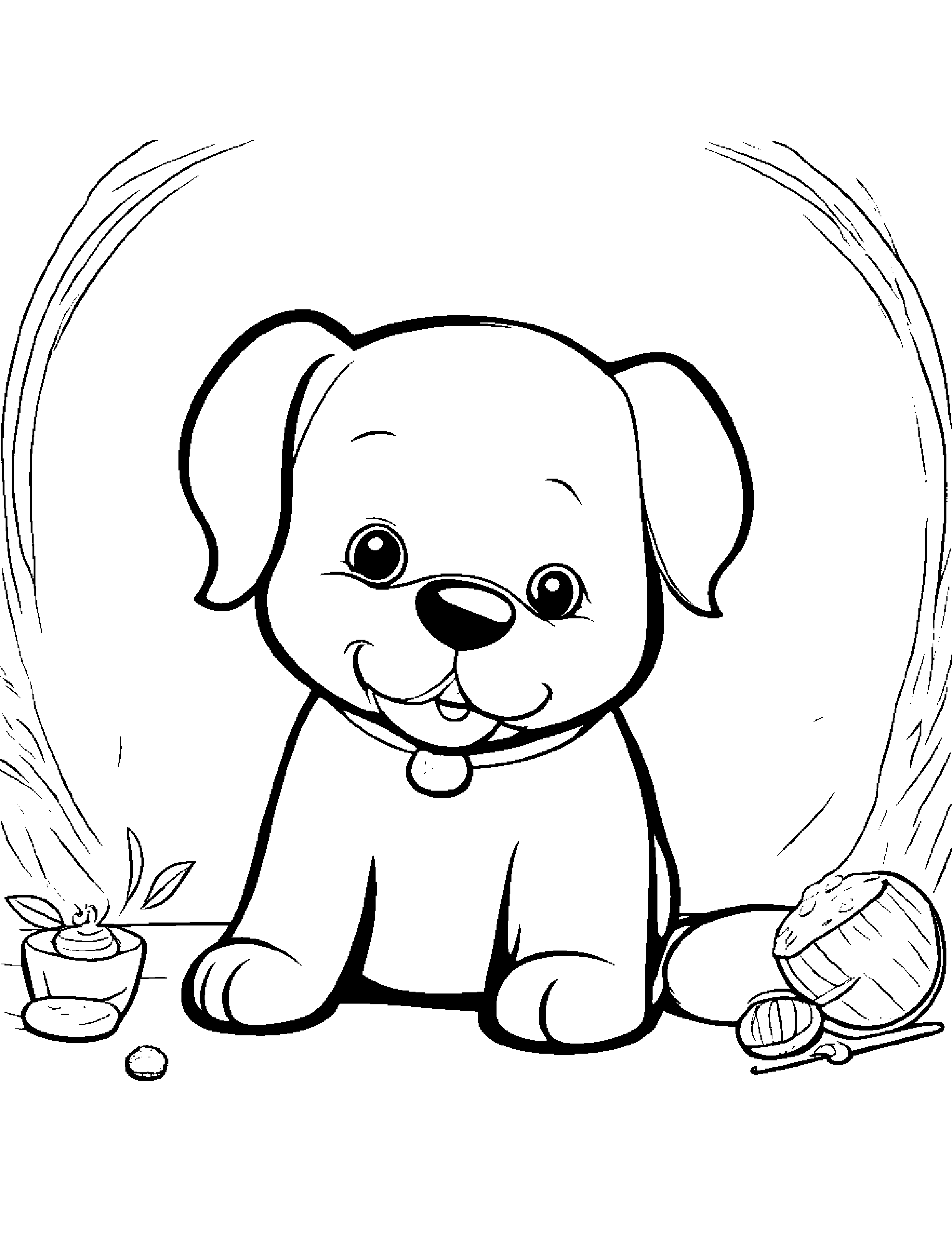 Cozy Puppy Dog Playing Pat-A-Cake #4 Coloring Page (Free Printable PDF)