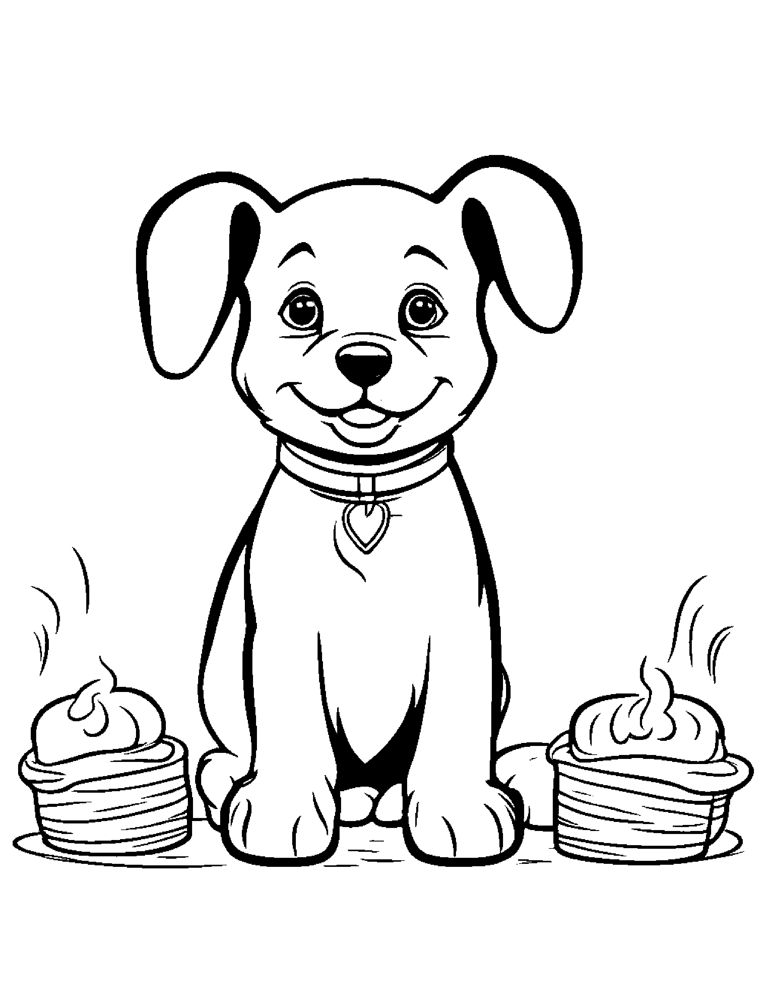 Cozy Puppy Dog Playing Pat-A-Cake Coloring Page (Free Printable PDF)