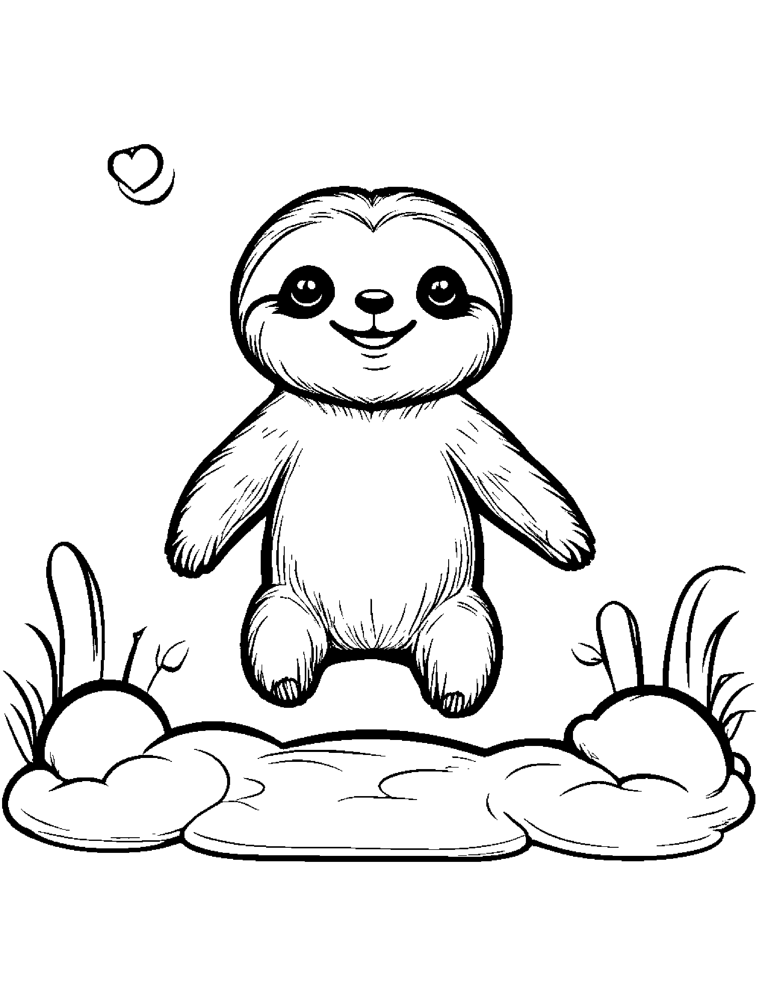 Cozy Sloth Playing Hopscotch On A Fluffy Cloud #2 Coloring Page (Free Printable PDF)