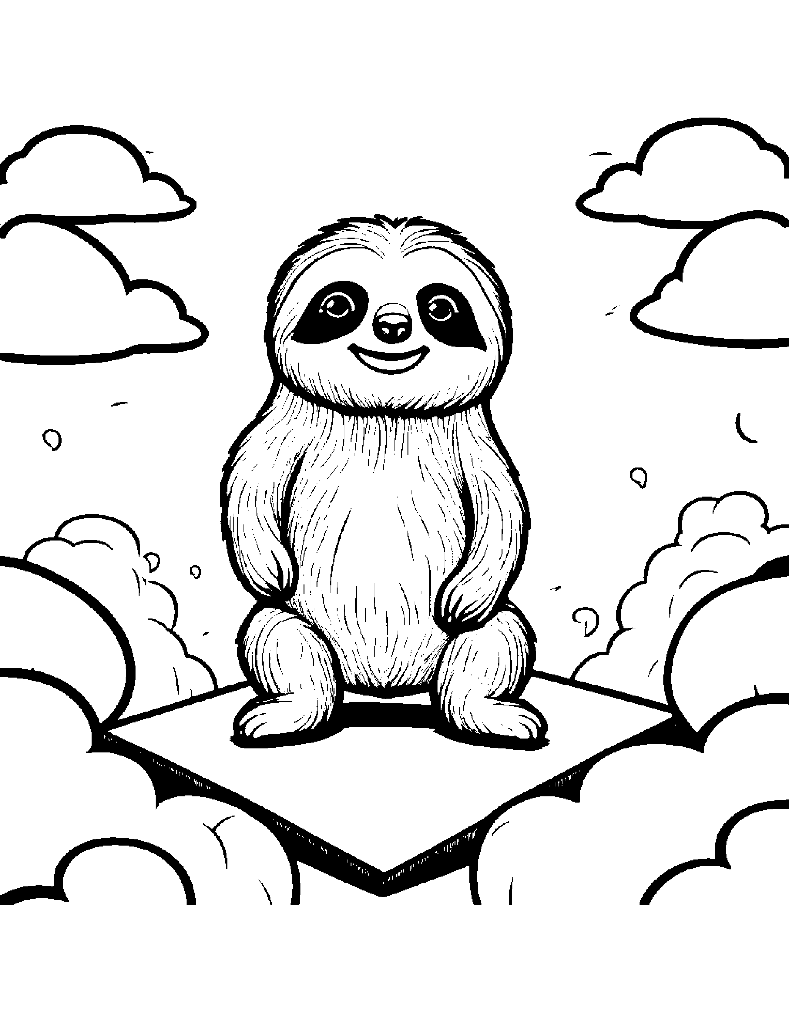Cozy Sloth Playing Hopscotch On A Fluffy Cloud #3 Coloring Page (Free Printable PDF)