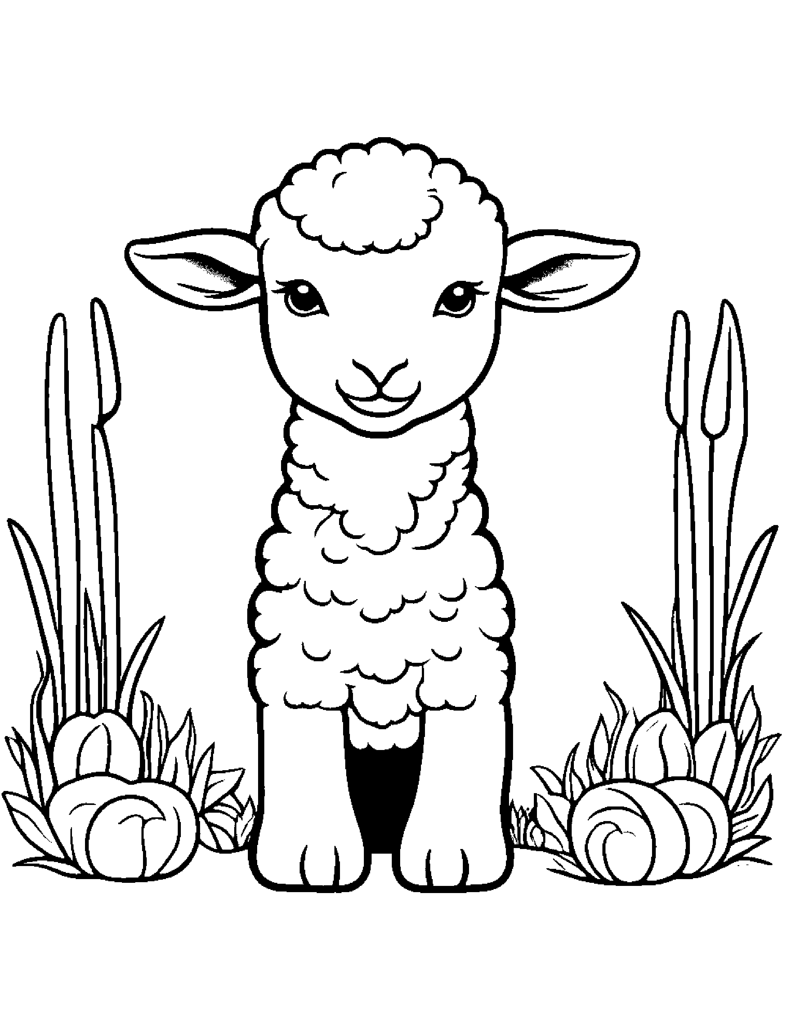 Cuddly Lamb Playing Peekaboo Coloring Page (Free Printable PDF)