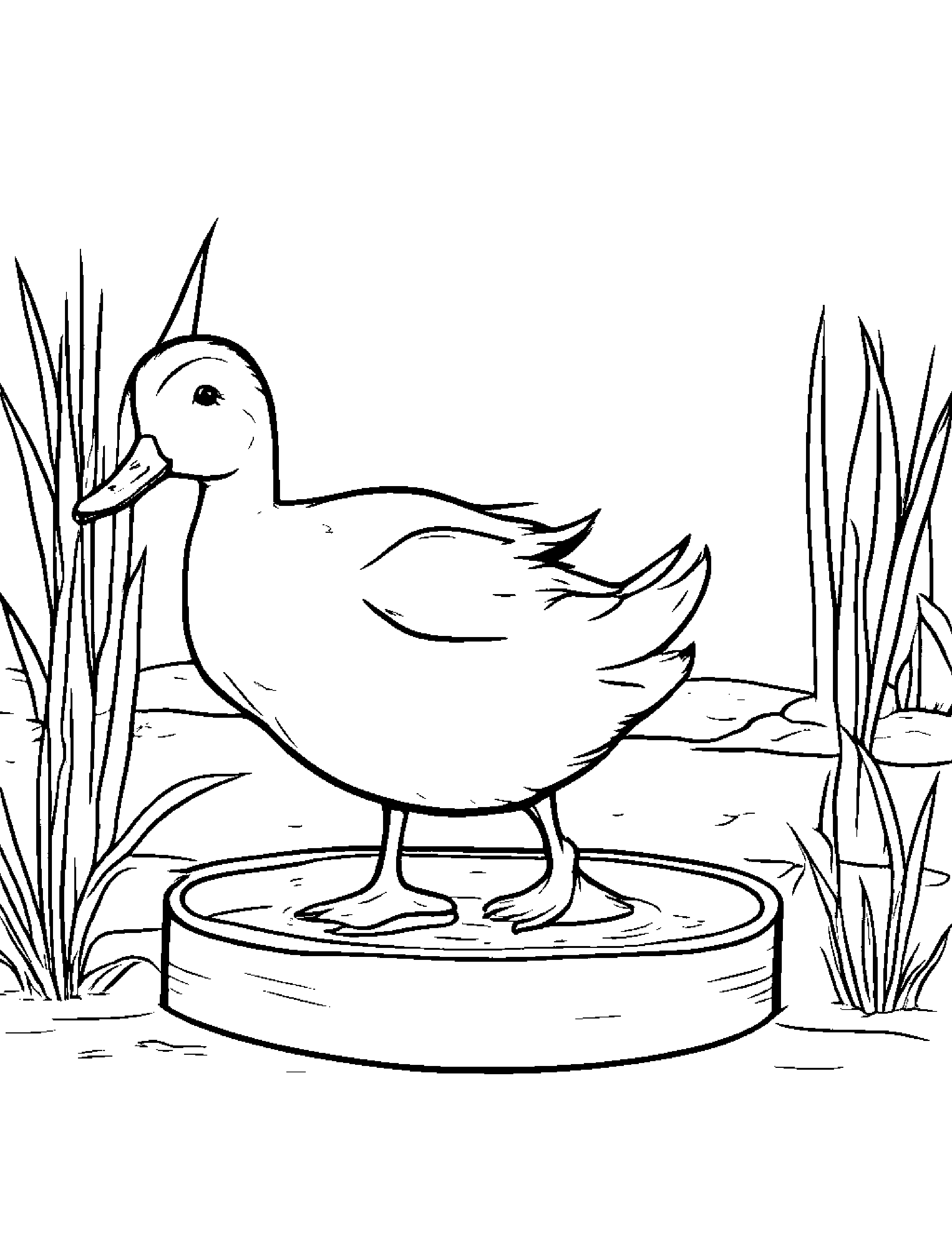 Duckling Counting Beside A Sandbox #2 Coloring Page (Free Printable PDF)