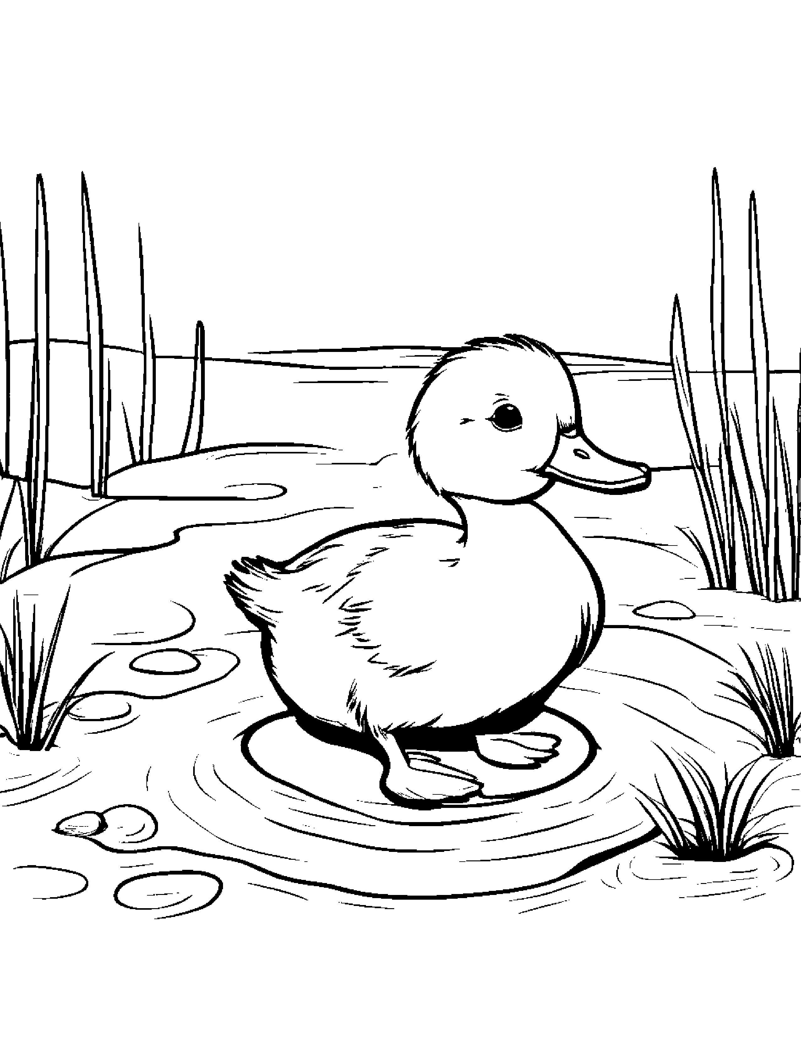 Duckling Counting Beside A Sandbox #3 Coloring Page (Free Printable PDF)
