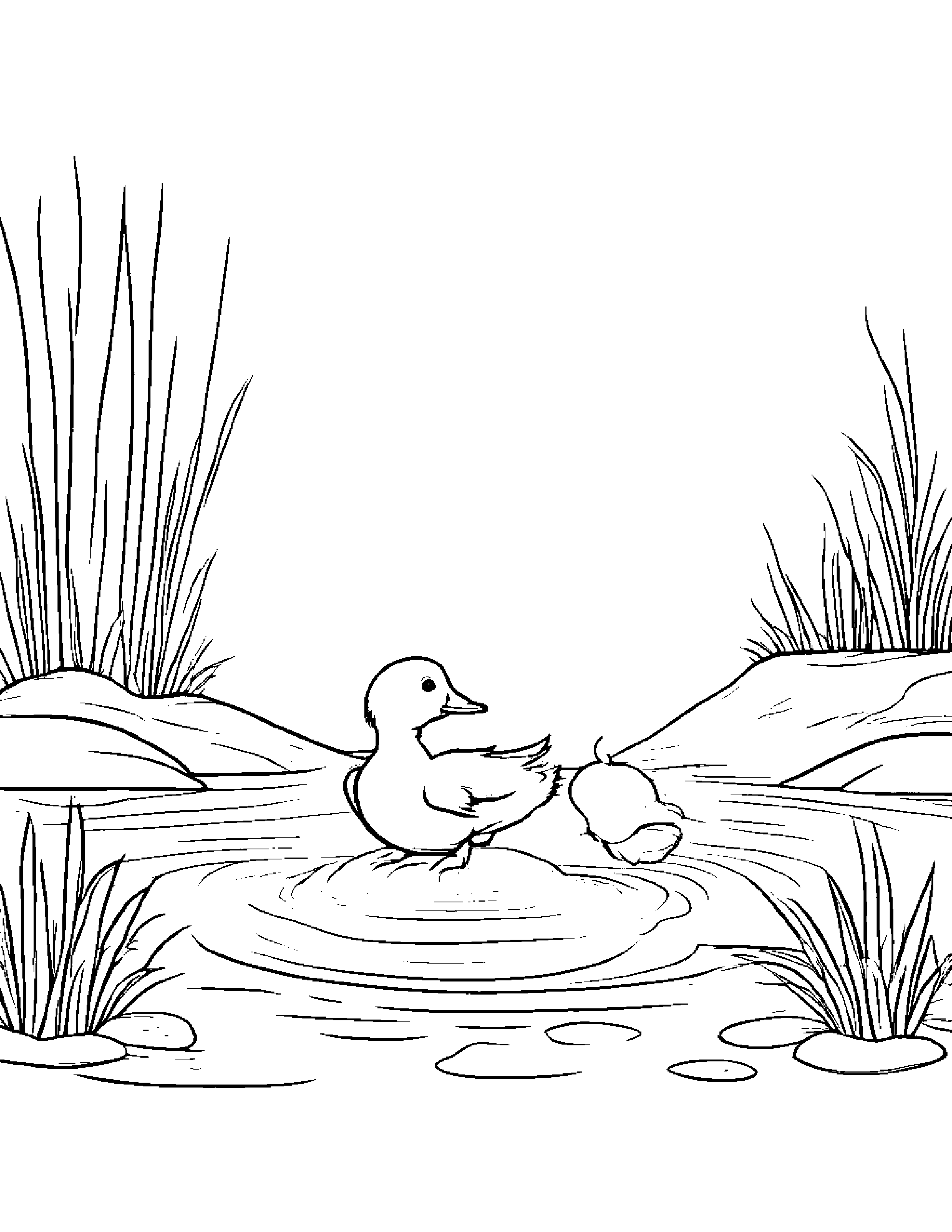 Duckling Counting Beside A Sandbox Coloring Page (Free Printable PDF)