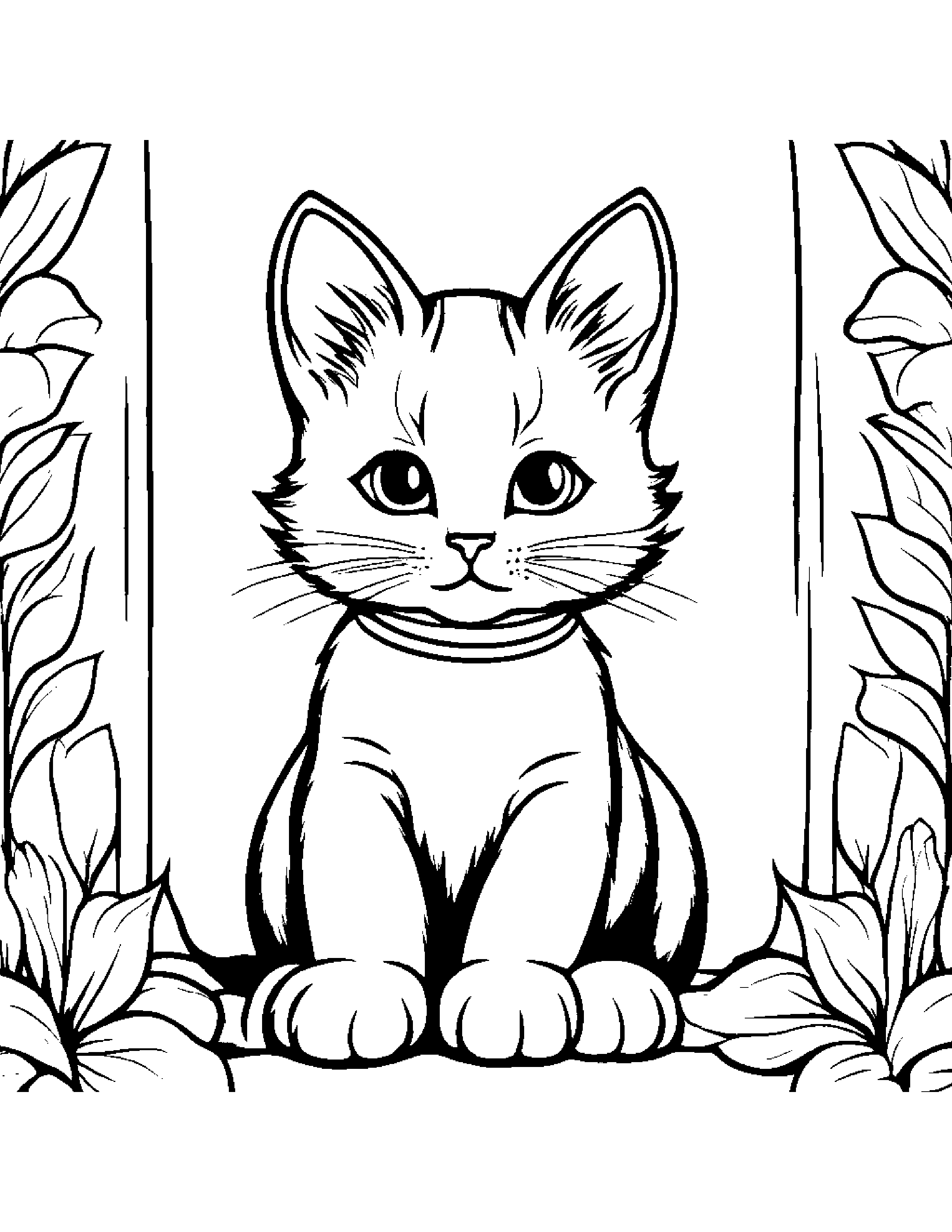 Friendly Kitten #2 Coloring Page (Free Printable PDF)