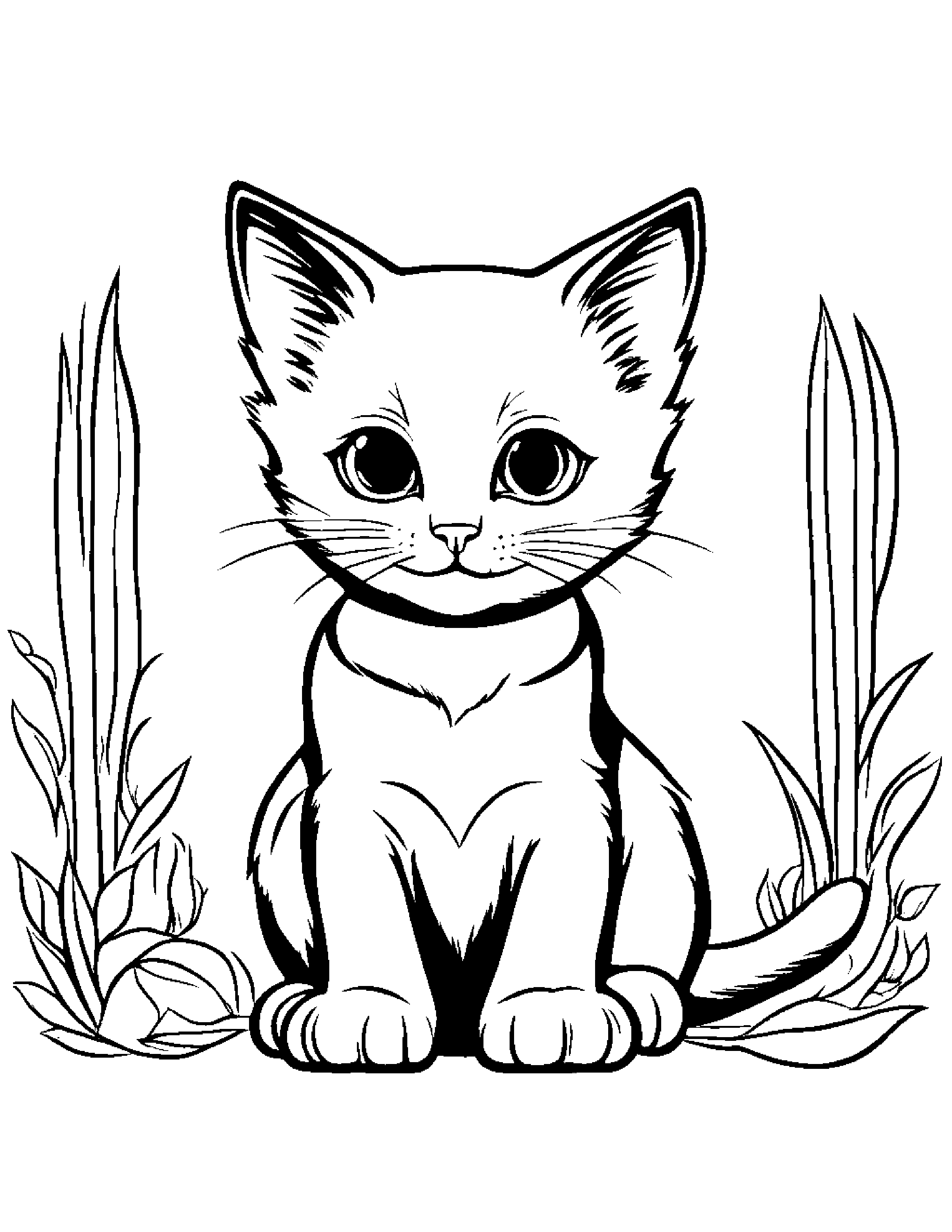 Friendly Kitten #3 Coloring Page (Free Printable PDF)
