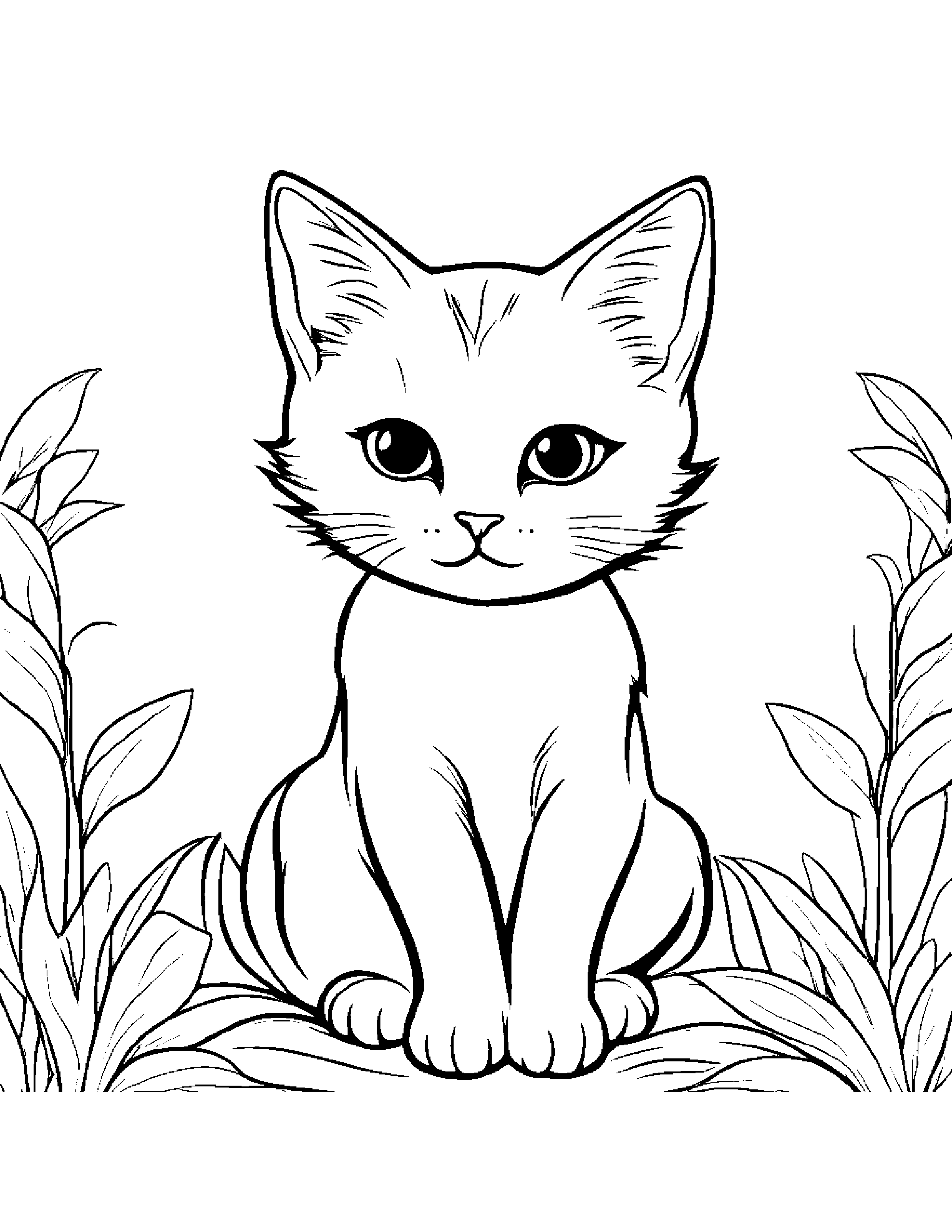 Friendly Kitten Coloring Page (Free Printable PDF)