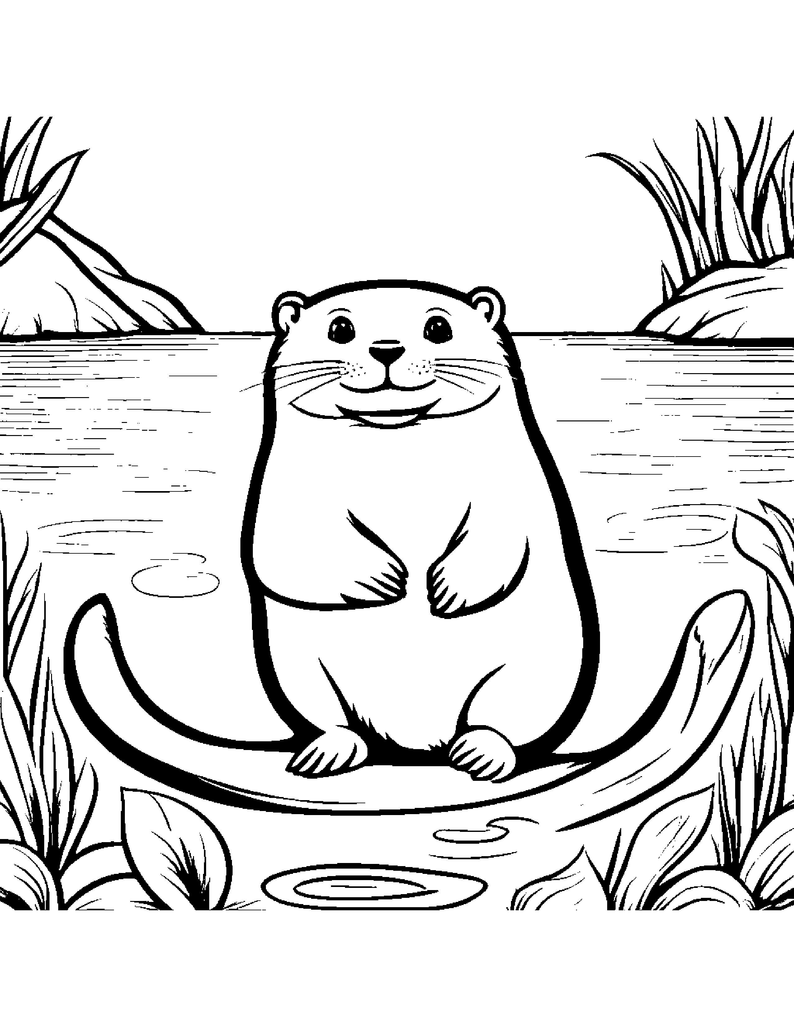 Friendly Otter Learning To Count To Ten #2 Coloring Page (Free Printable PDF)