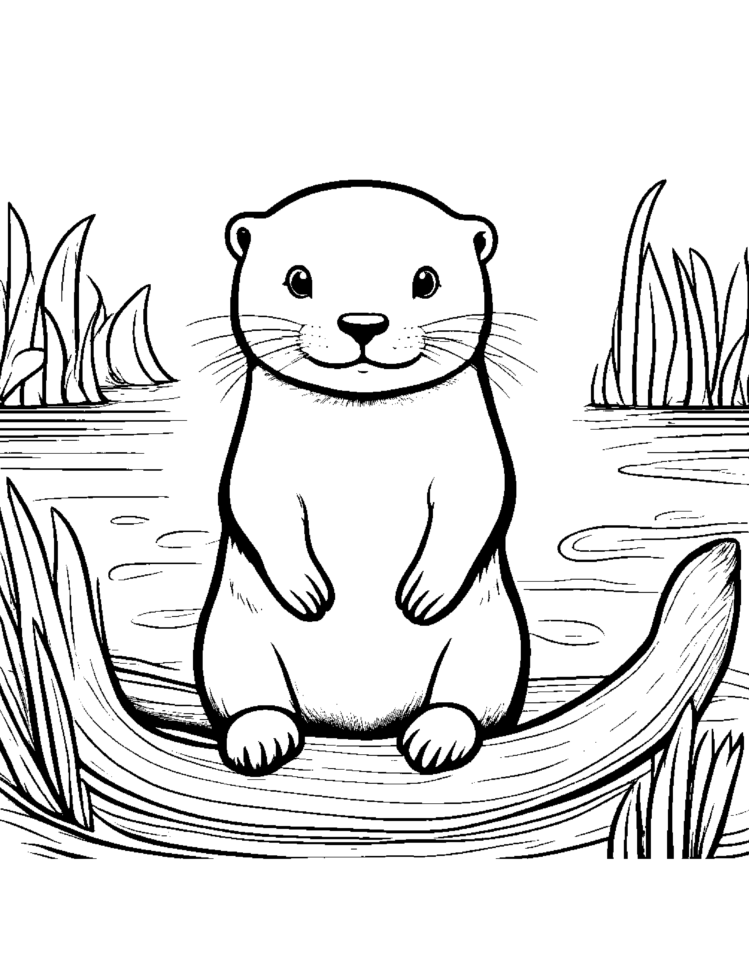 Friendly Otter Learning To Count To Ten #3 Coloring Page (Free Printable PDF)