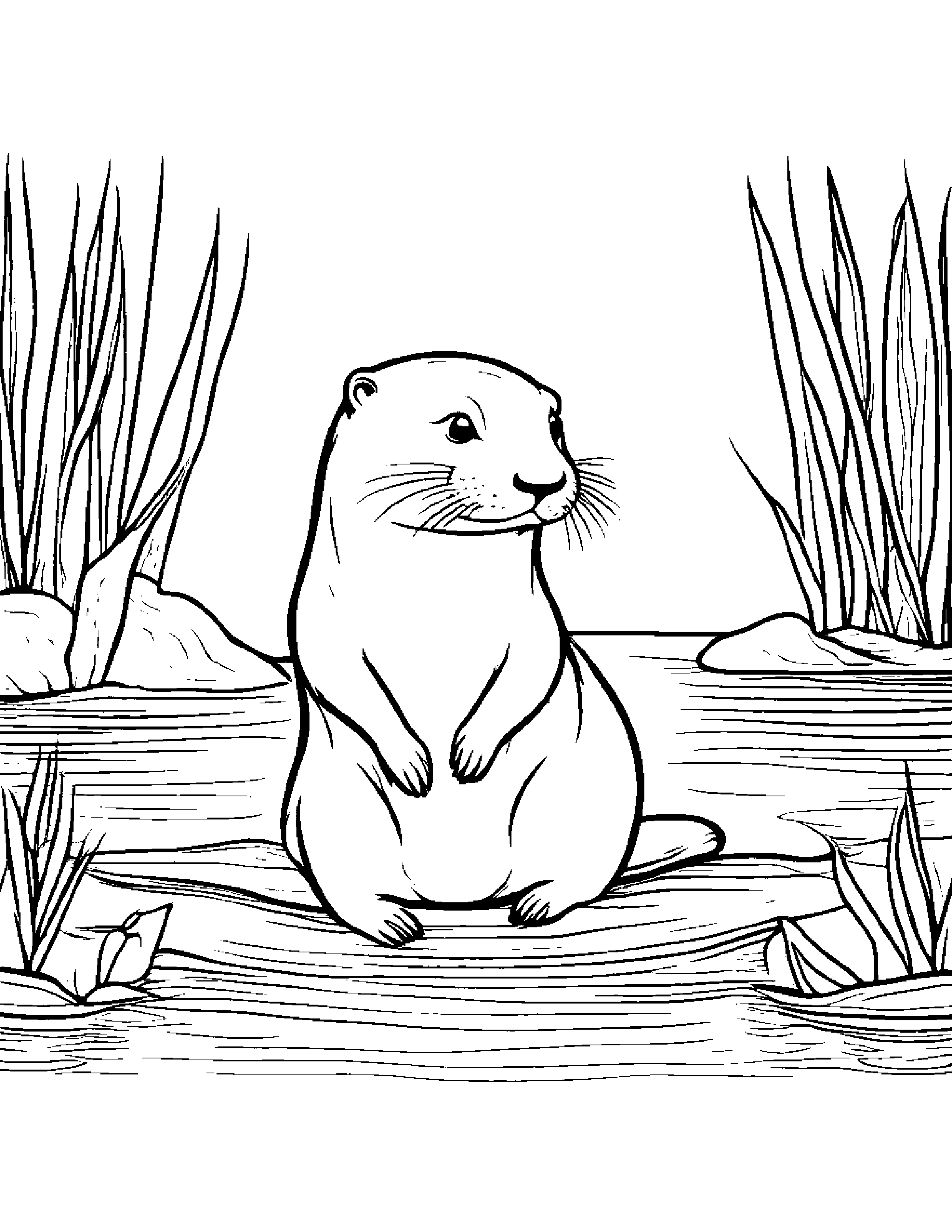 Friendly Otter Learning To Count To Ten #4 Coloring Page (Free Printable PDF)