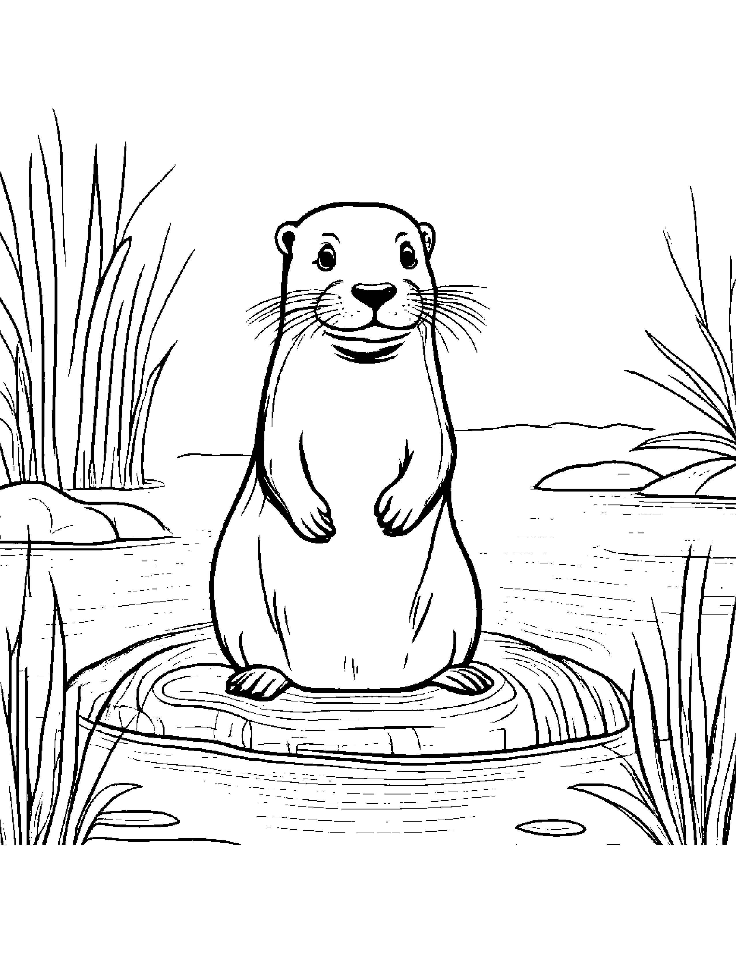 Friendly Otter Learning To Count To Ten Coloring Page (Free Printable PDF)