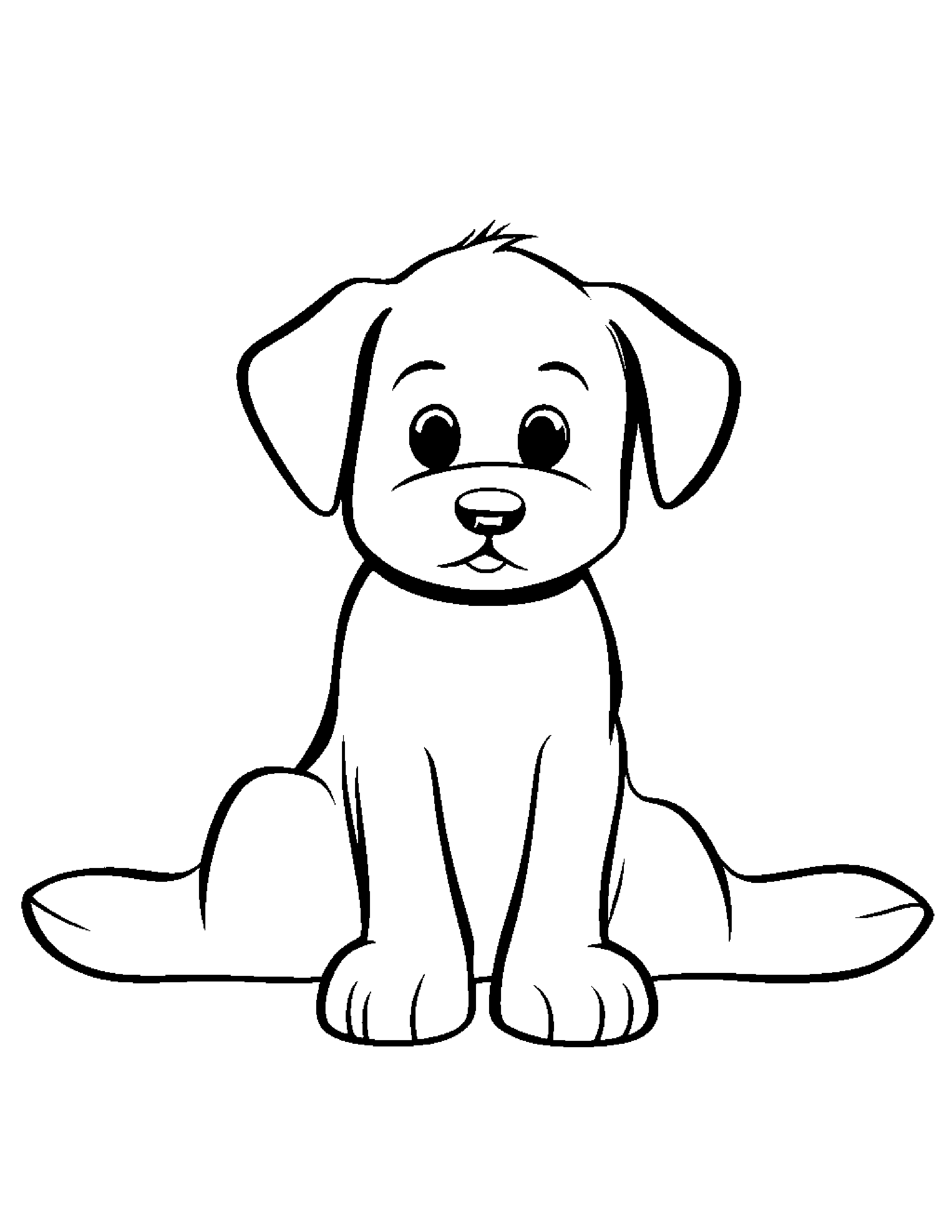 Friendly Puppy Dog Practicing Shapes #2 Coloring Page (Free Printable PDF)