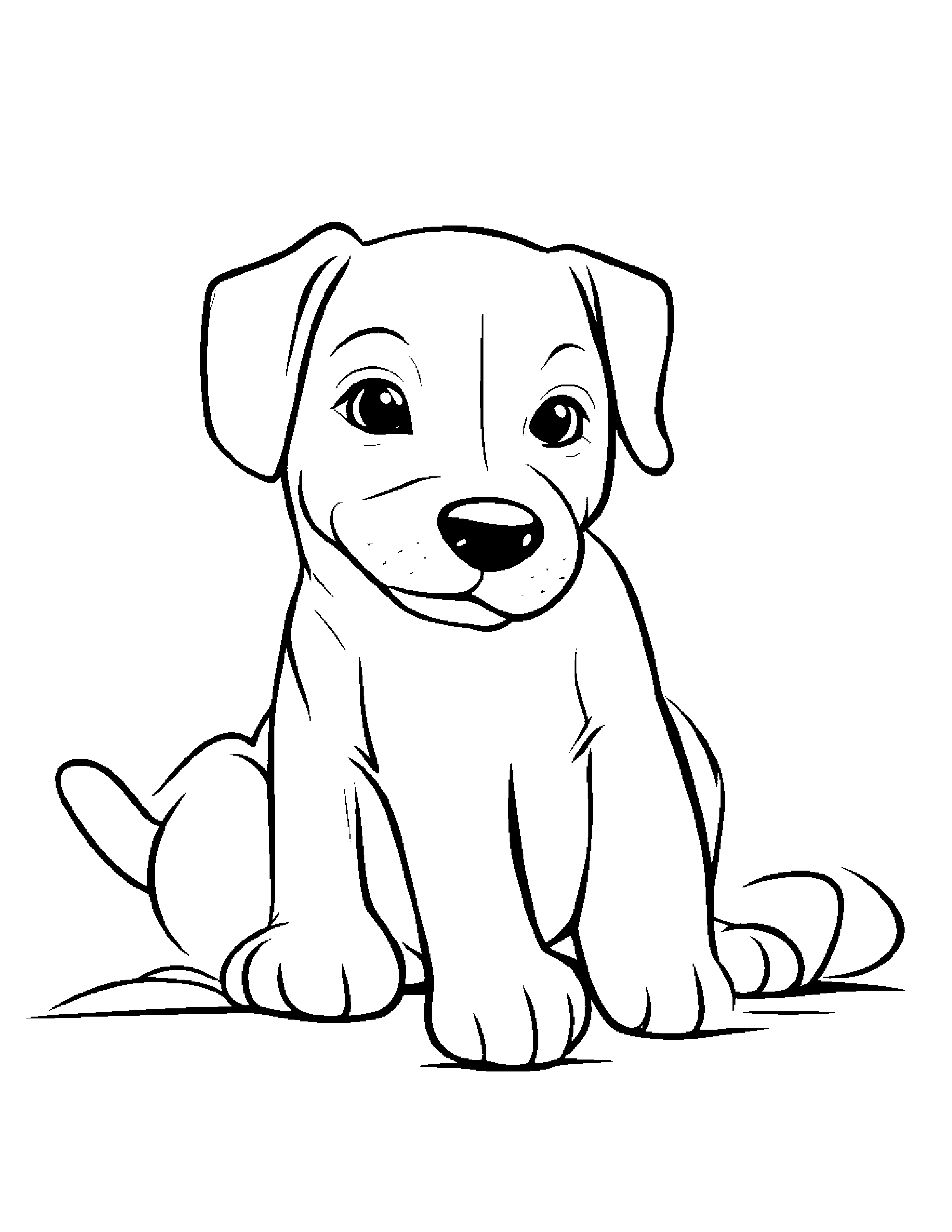 Friendly Puppy Dog Practicing Shapes #3 Coloring Page (Free Printable PDF)