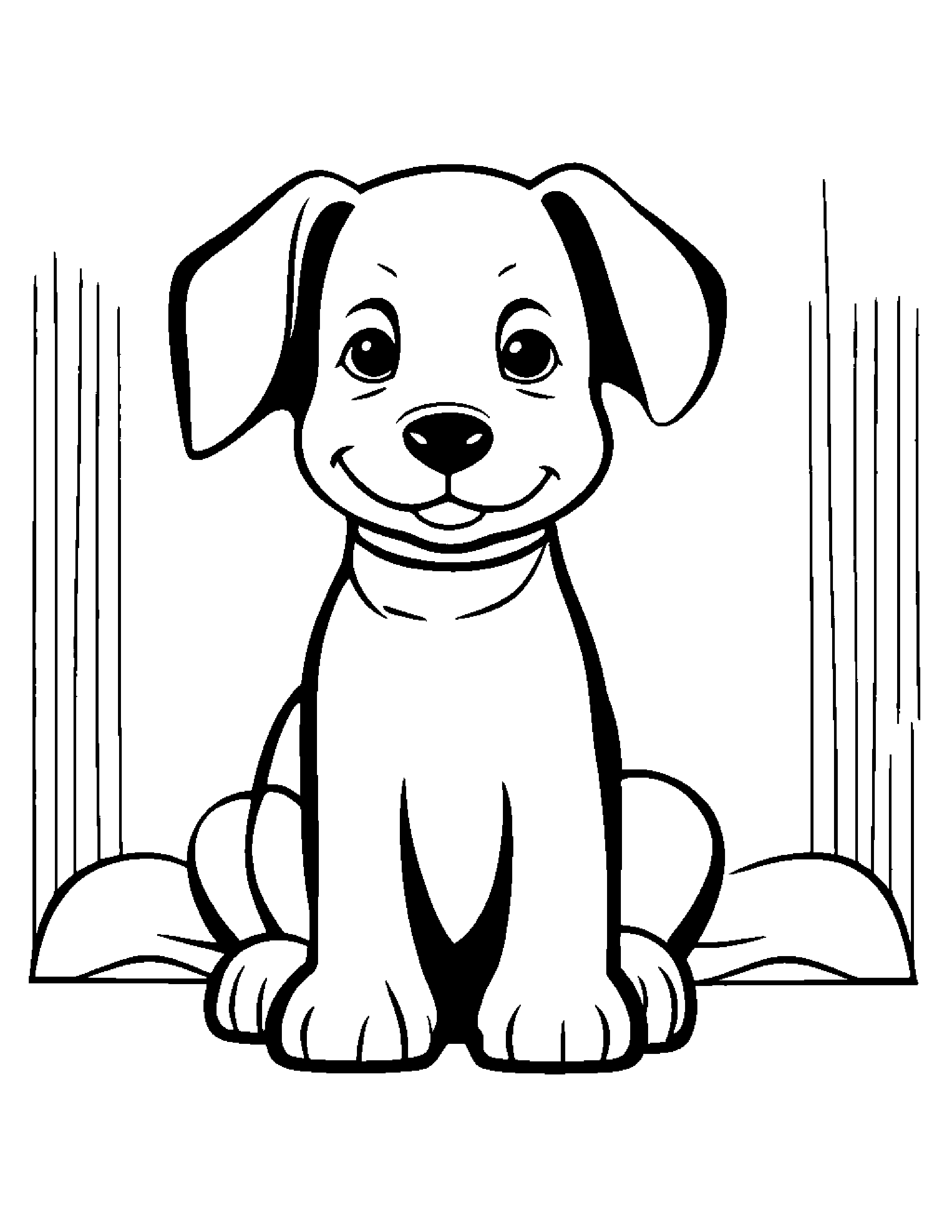 Friendly Puppy Dog Practicing Shapes Coloring Page (Free Printable PDF)