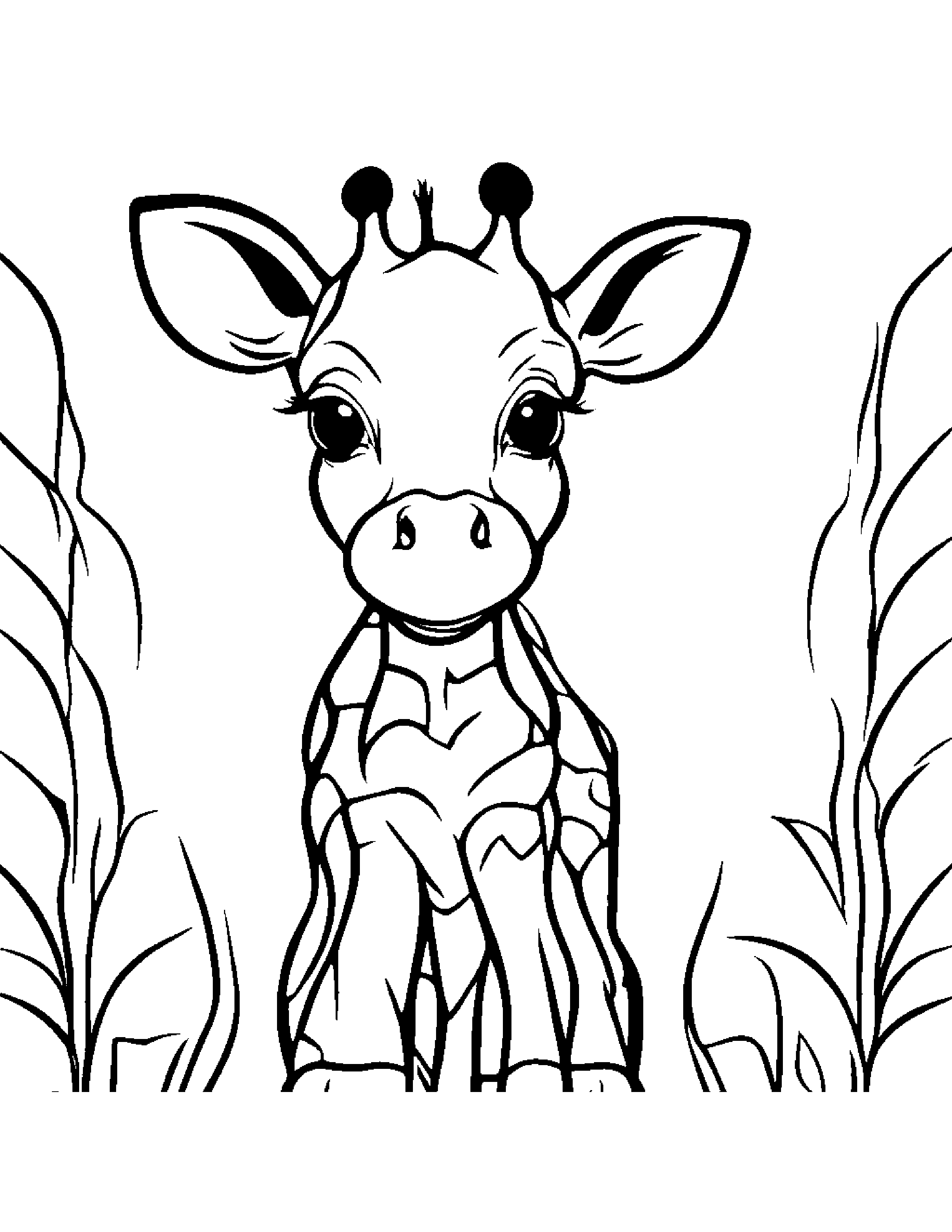 Giraffe Calf Practicing Shapes #2 Coloring Page (Free Printable PDF)