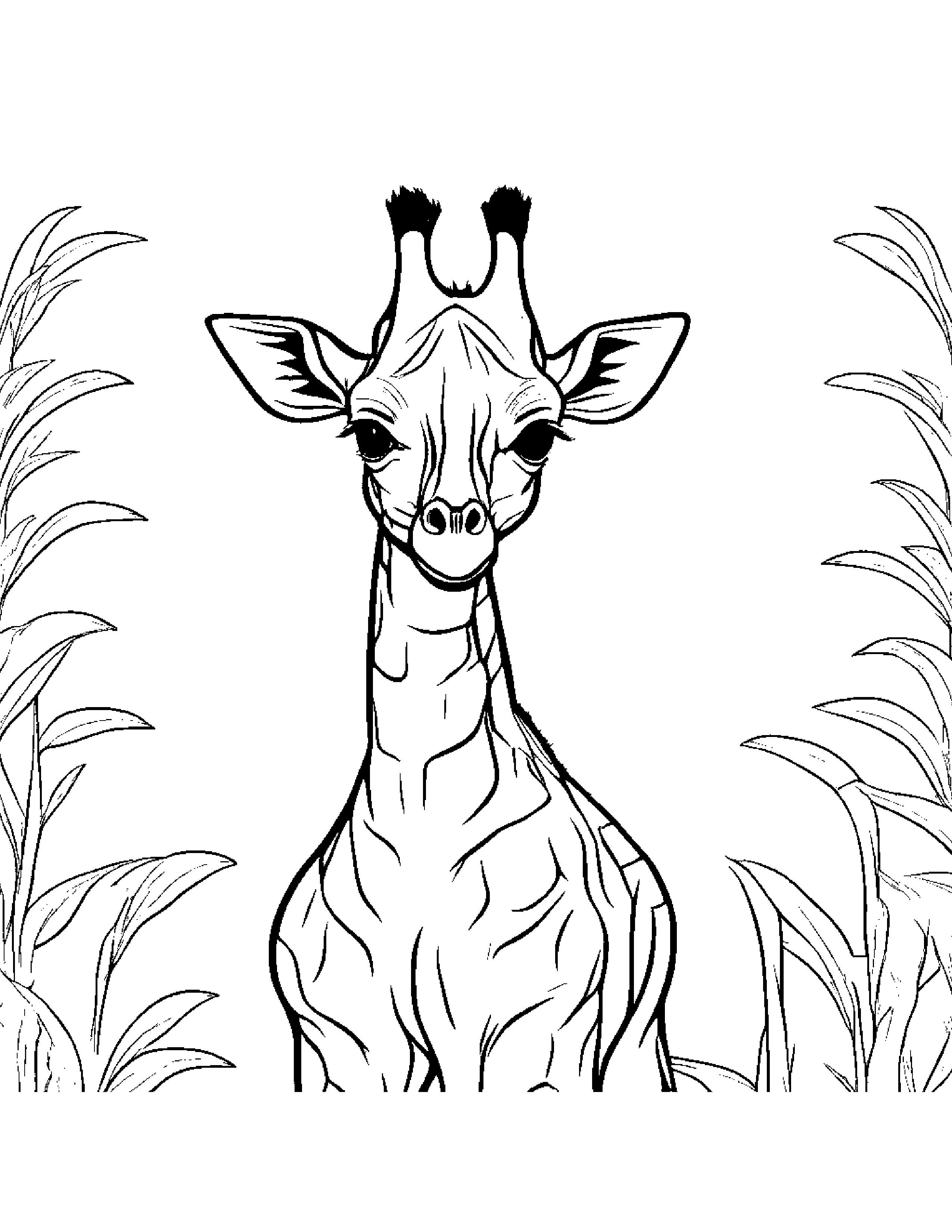 Giraffe Calf Practicing Shapes #3 Coloring Page (Free Printable PDF)