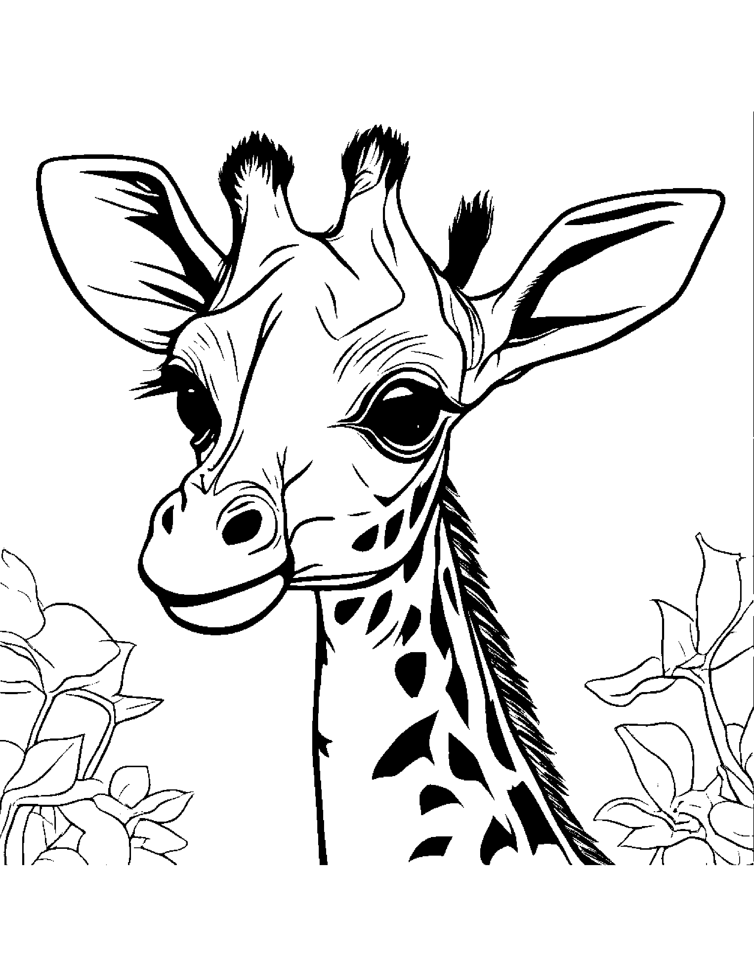 Giraffe Calf Practicing Shapes #5 Coloring Page (Free Printable PDF)