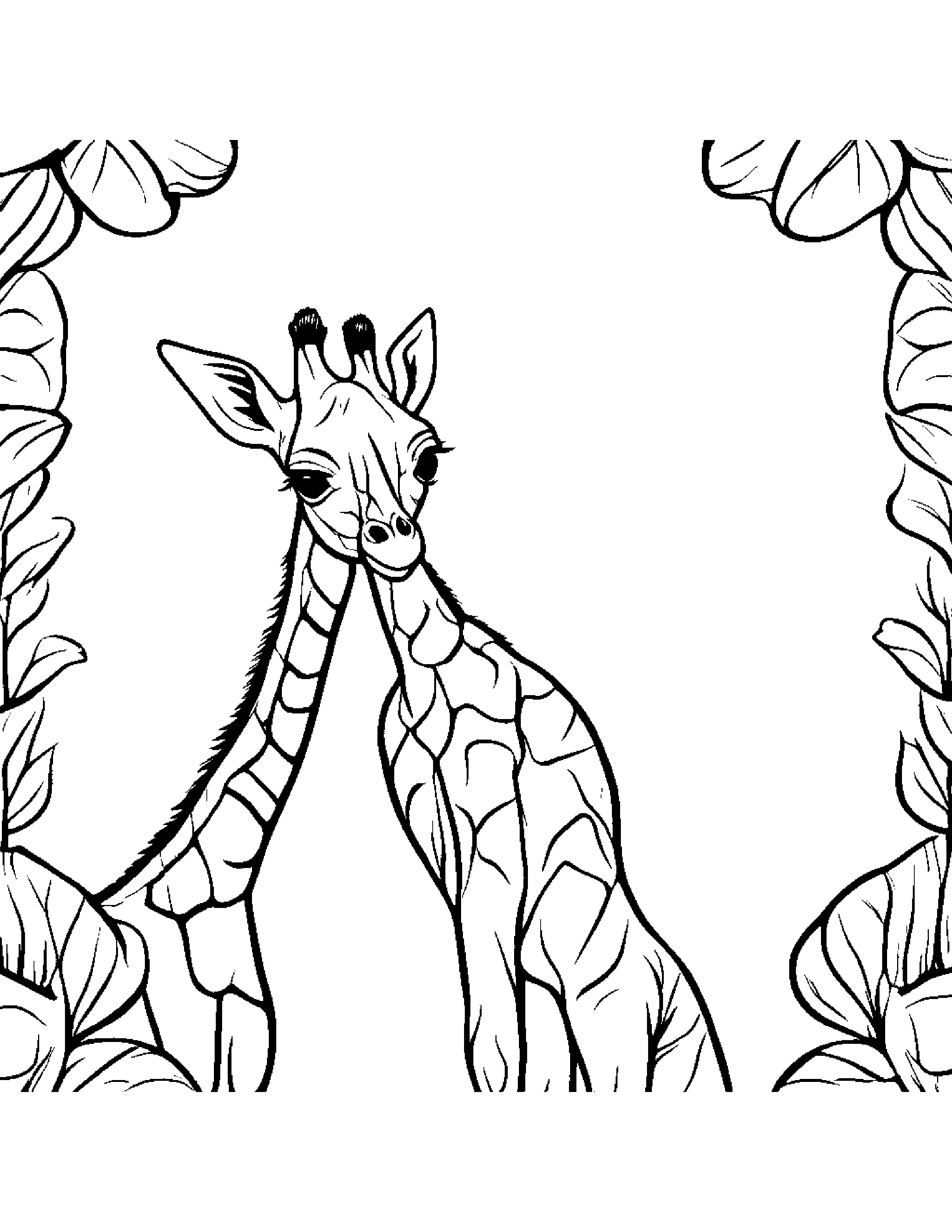 Giraffe Calf Practicing Shapes Coloring Page (Free Printable PDF)