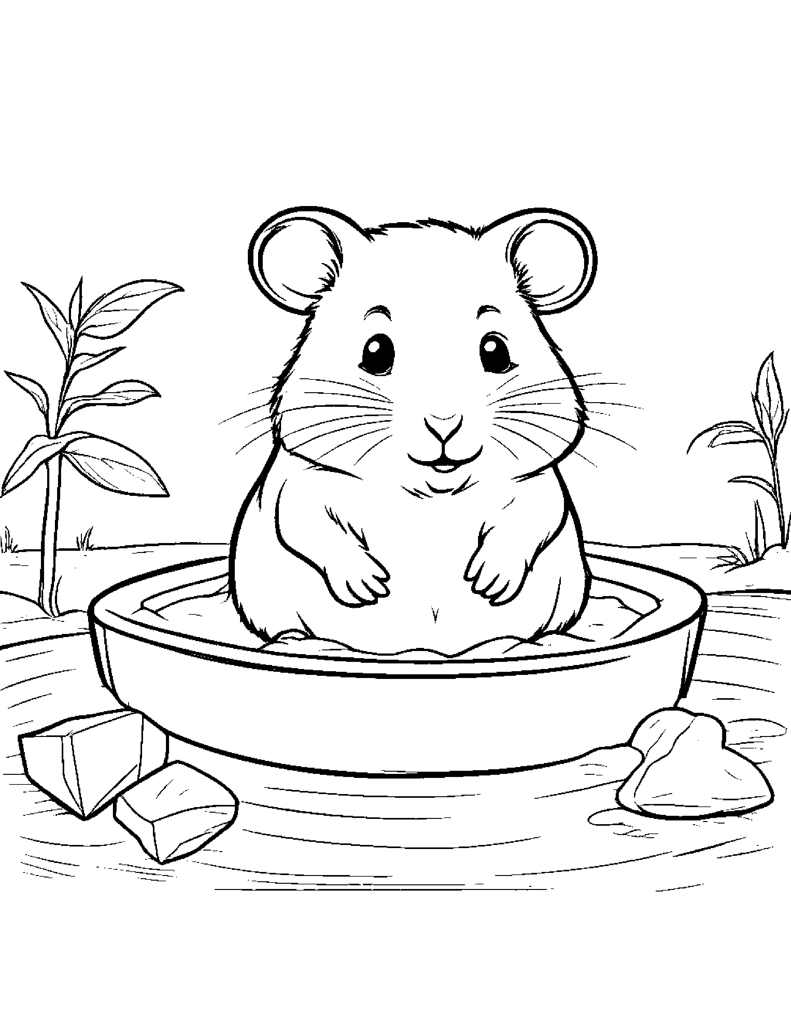 Hamster Practicing The Alphabet Beside A Sandbox #3 Coloring Page (Free Printable PDF)
