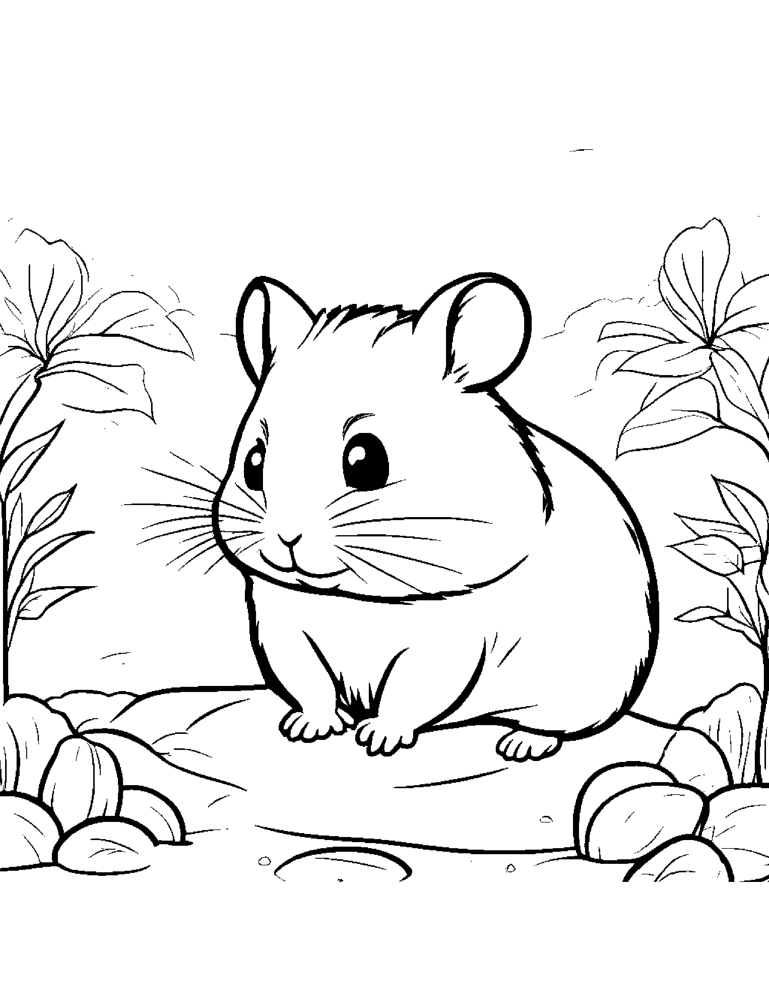 Hamster Practicing The Alphabet Beside A Sandbox Coloring Page (Free Printable PDF)