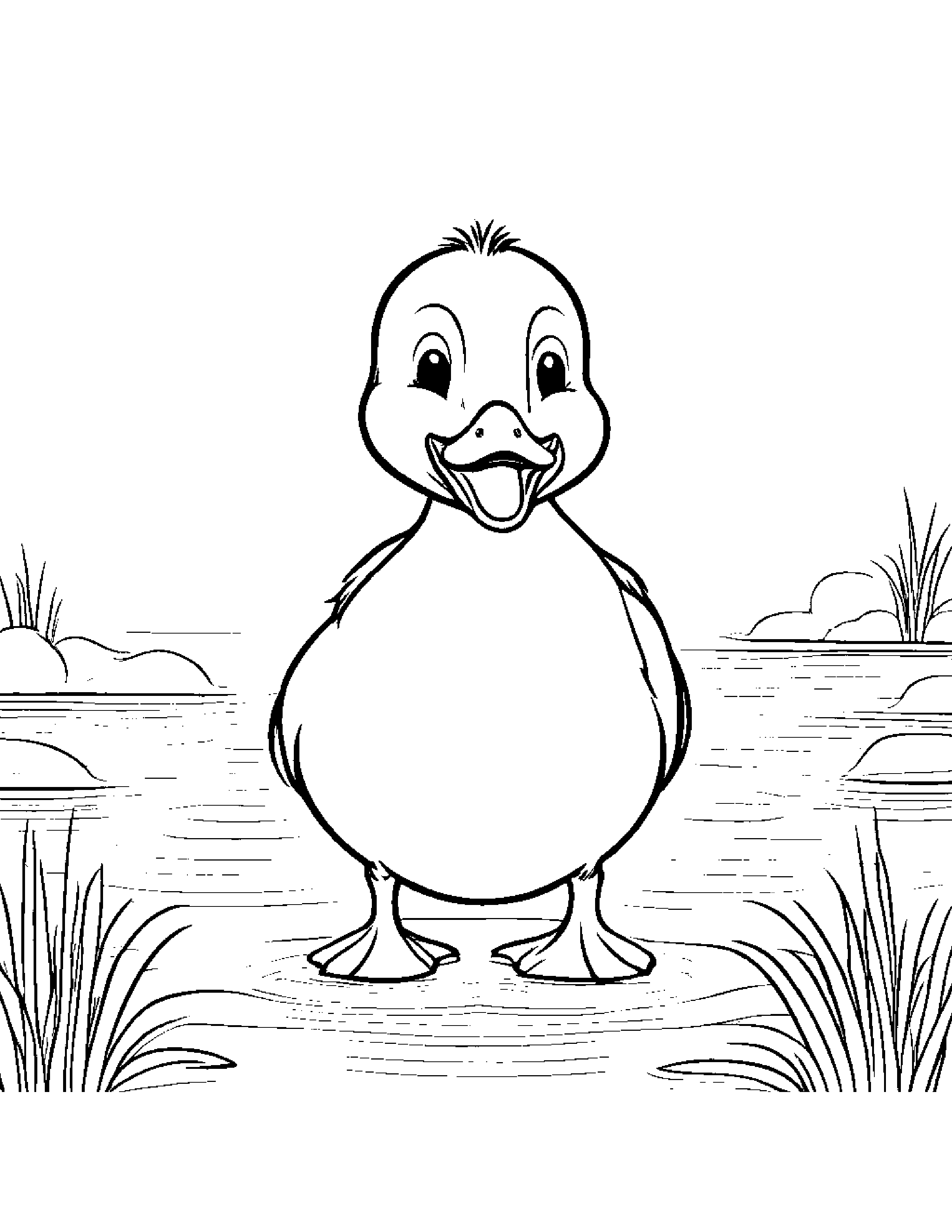 Happy Duckling Practicing The Alphabet Coloring Page (Free Printable PDF)