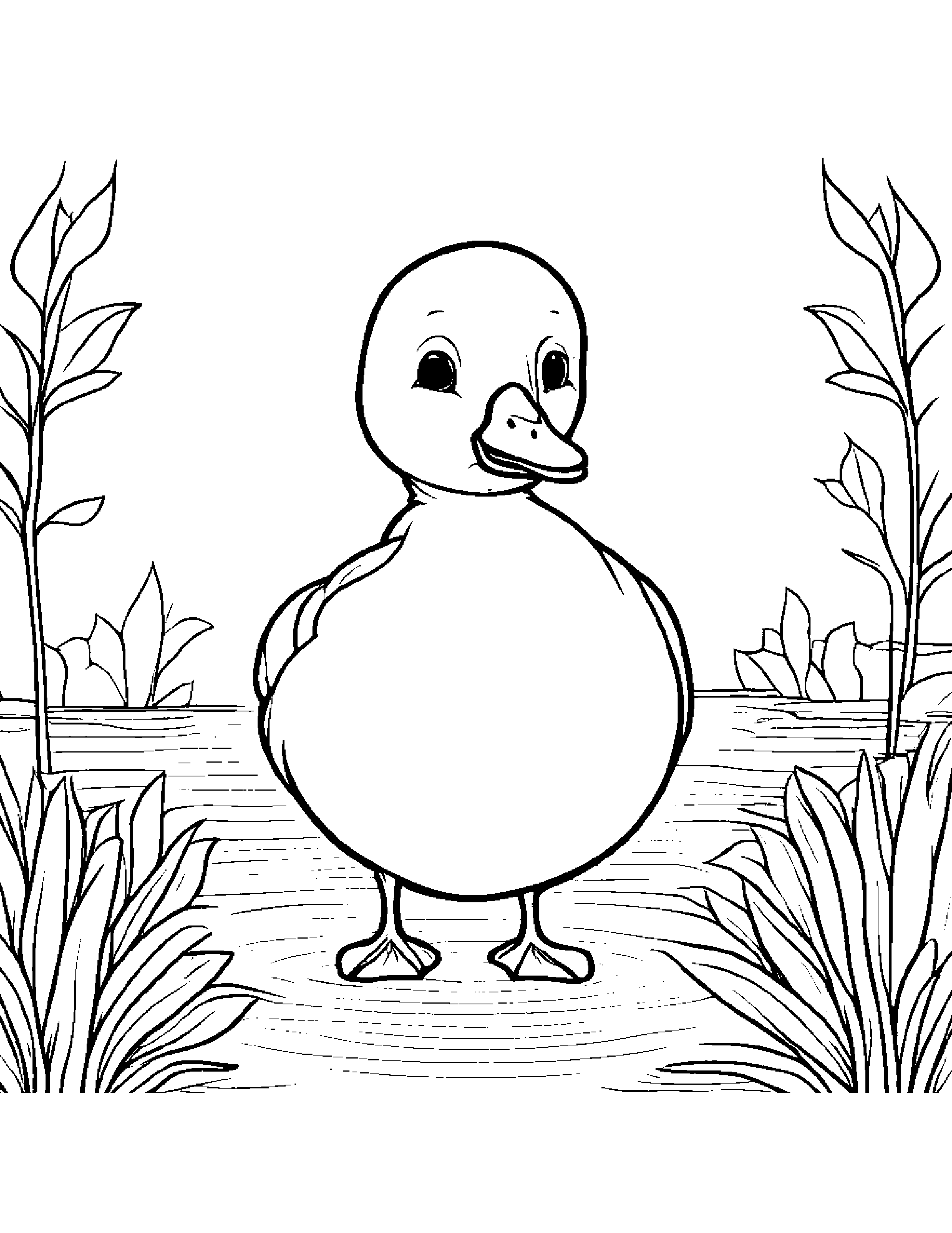 Happy Gosling #2 Coloring Page (Free Printable PDF)