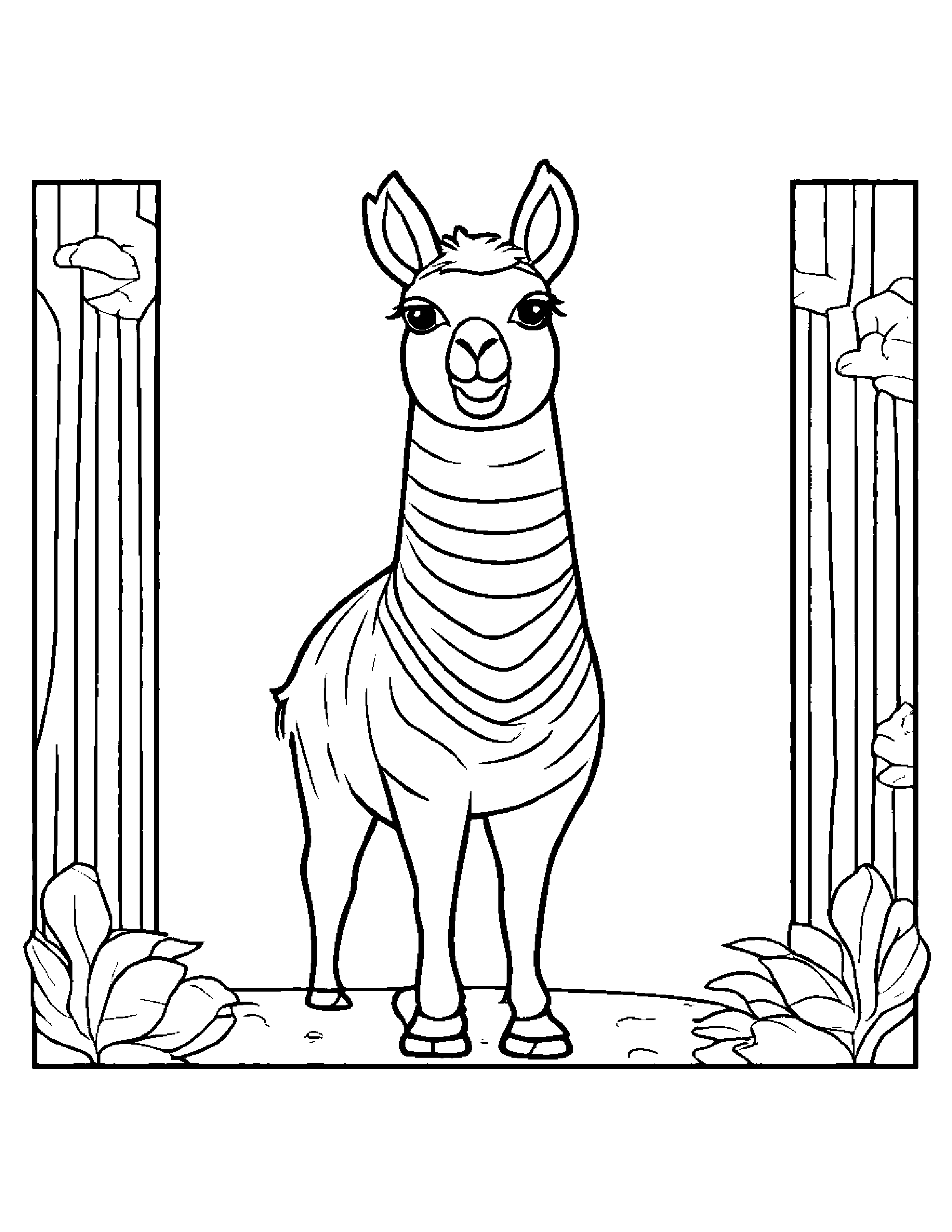 Kind Llama Practicing Shapes #2 Coloring Page (Free Printable PDF)