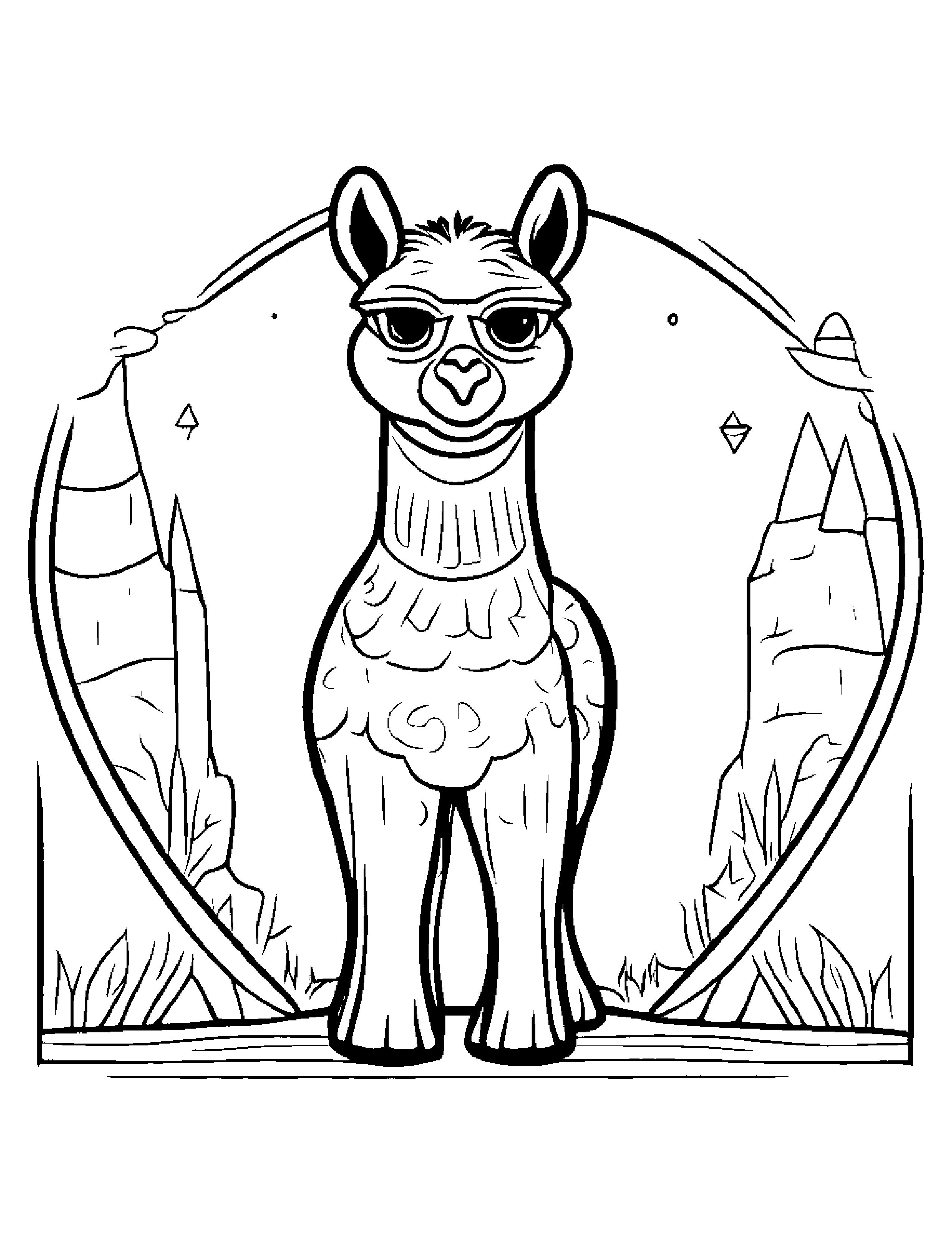 Kind Llama Practicing Shapes #3 Coloring Page (Free Printable PDF)