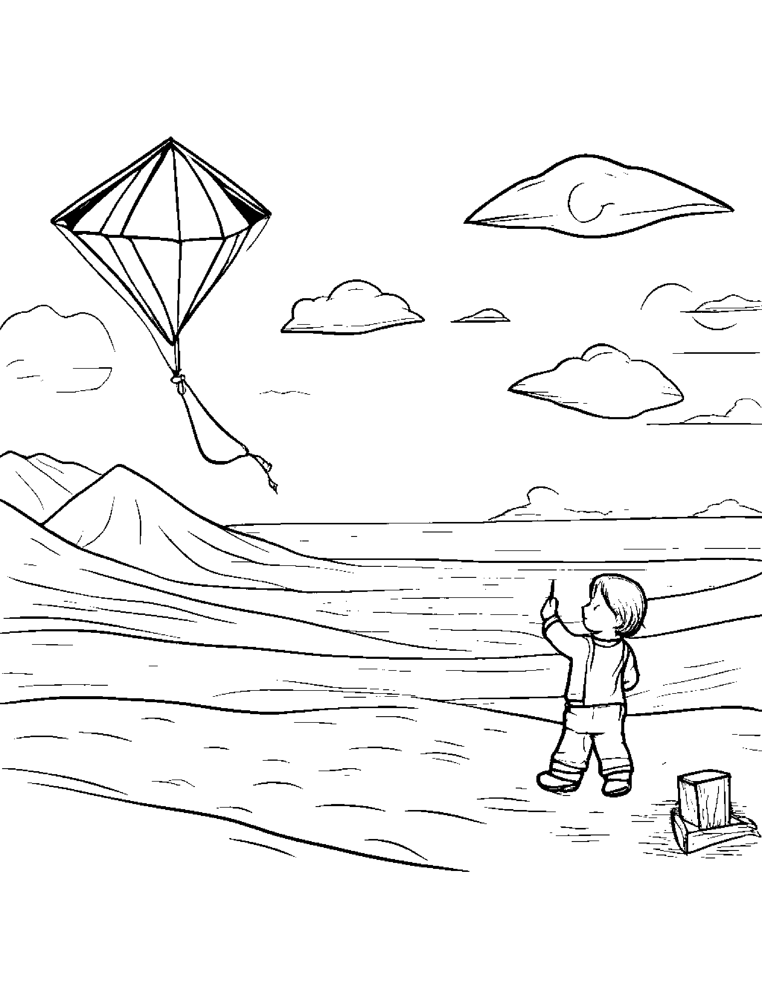 Kite Practicing The Alphabet Beside A Sandbox #3 Coloring Page (Free Printable PDF)