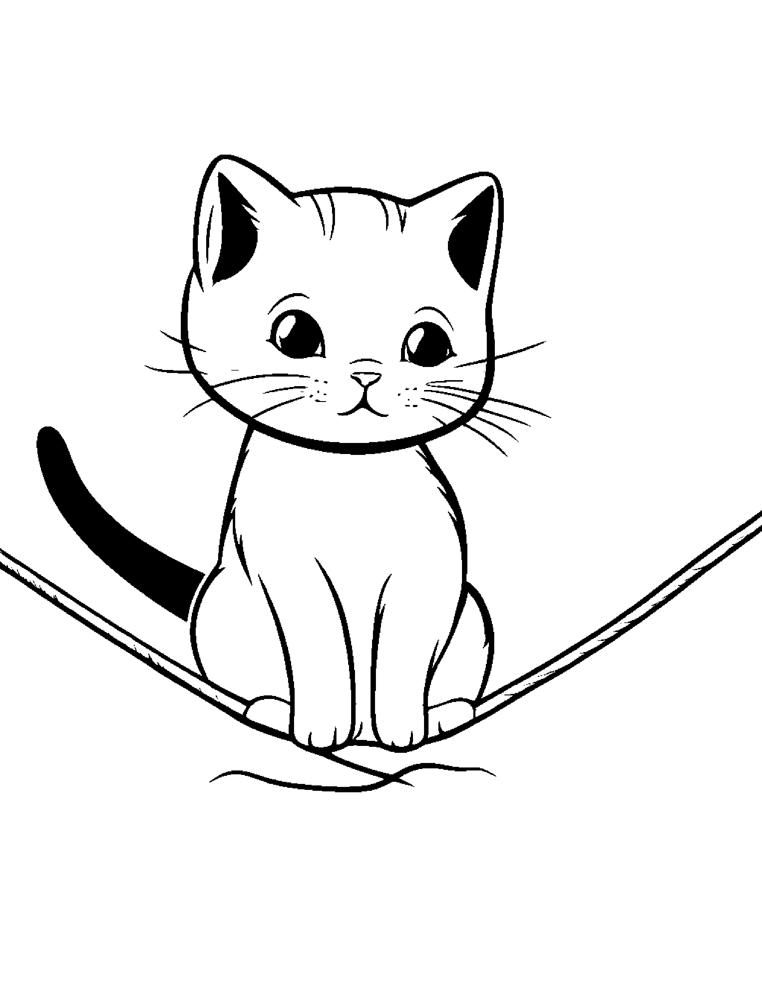 Kitty Balancing On A Line #4 Coloring Page (Free Printable PDF)