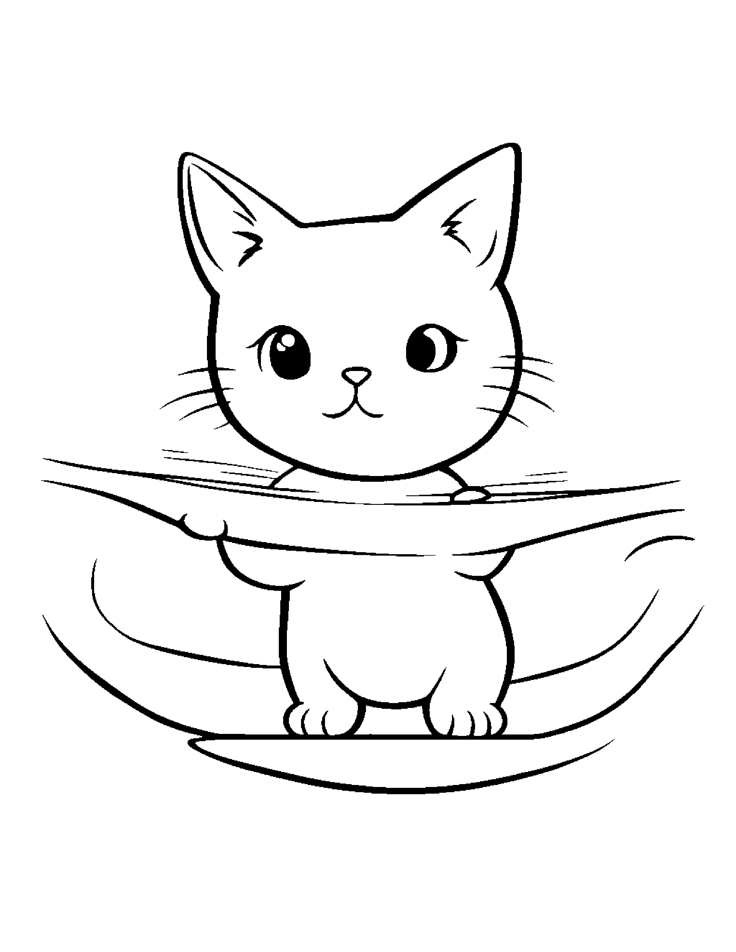 Kitty Balancing On A Line #5 Coloring Page (Free Printable PDF)