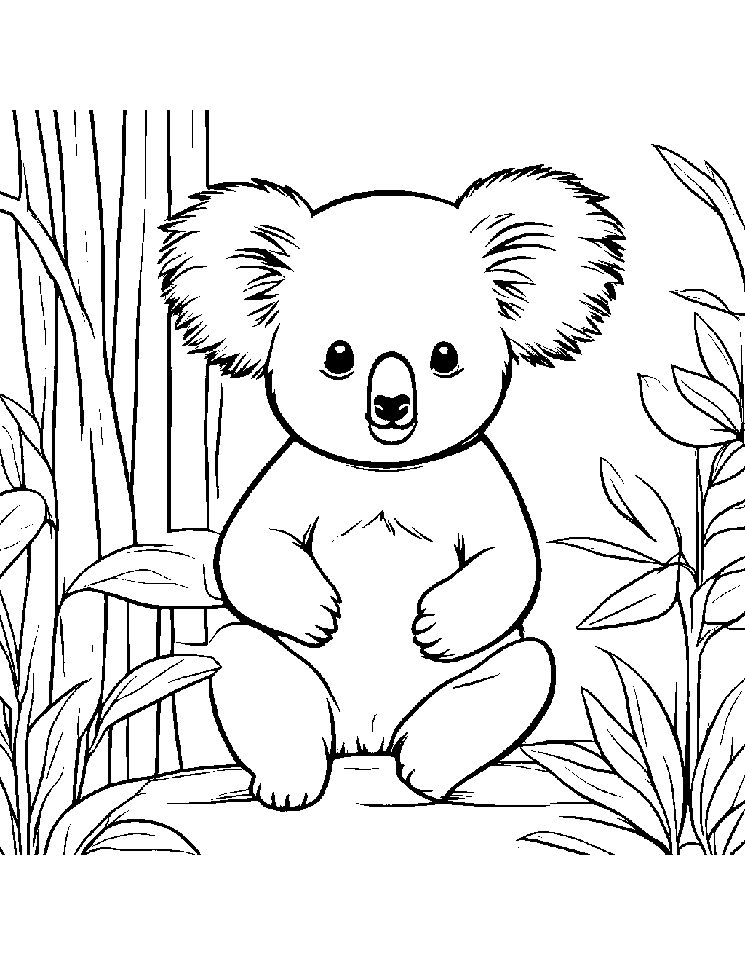 Koala Counting In A Classroom Corner #2 Coloring Page (Free Printable PDF)
