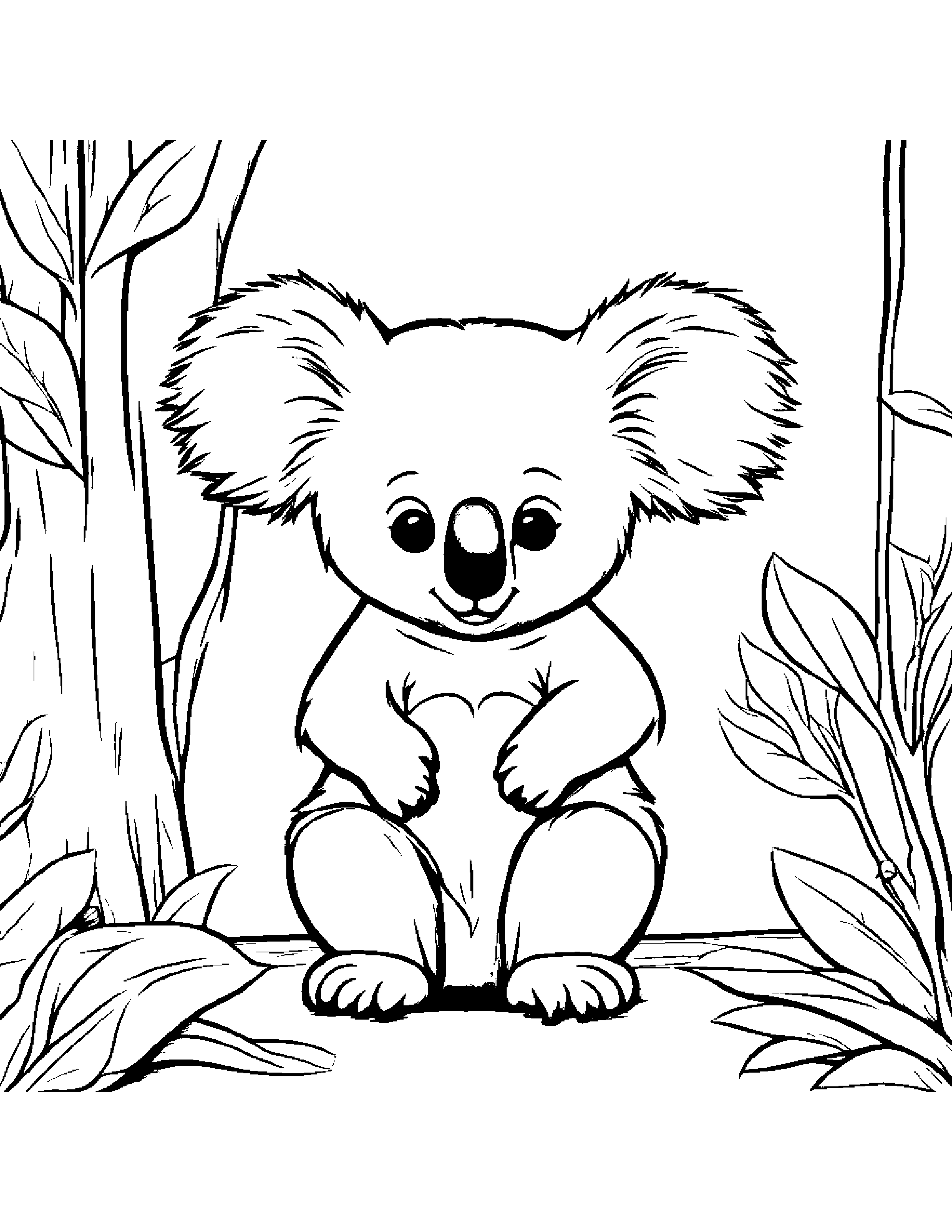 Koala Counting In A Classroom Corner #5 Coloring Page (Free Printable PDF)