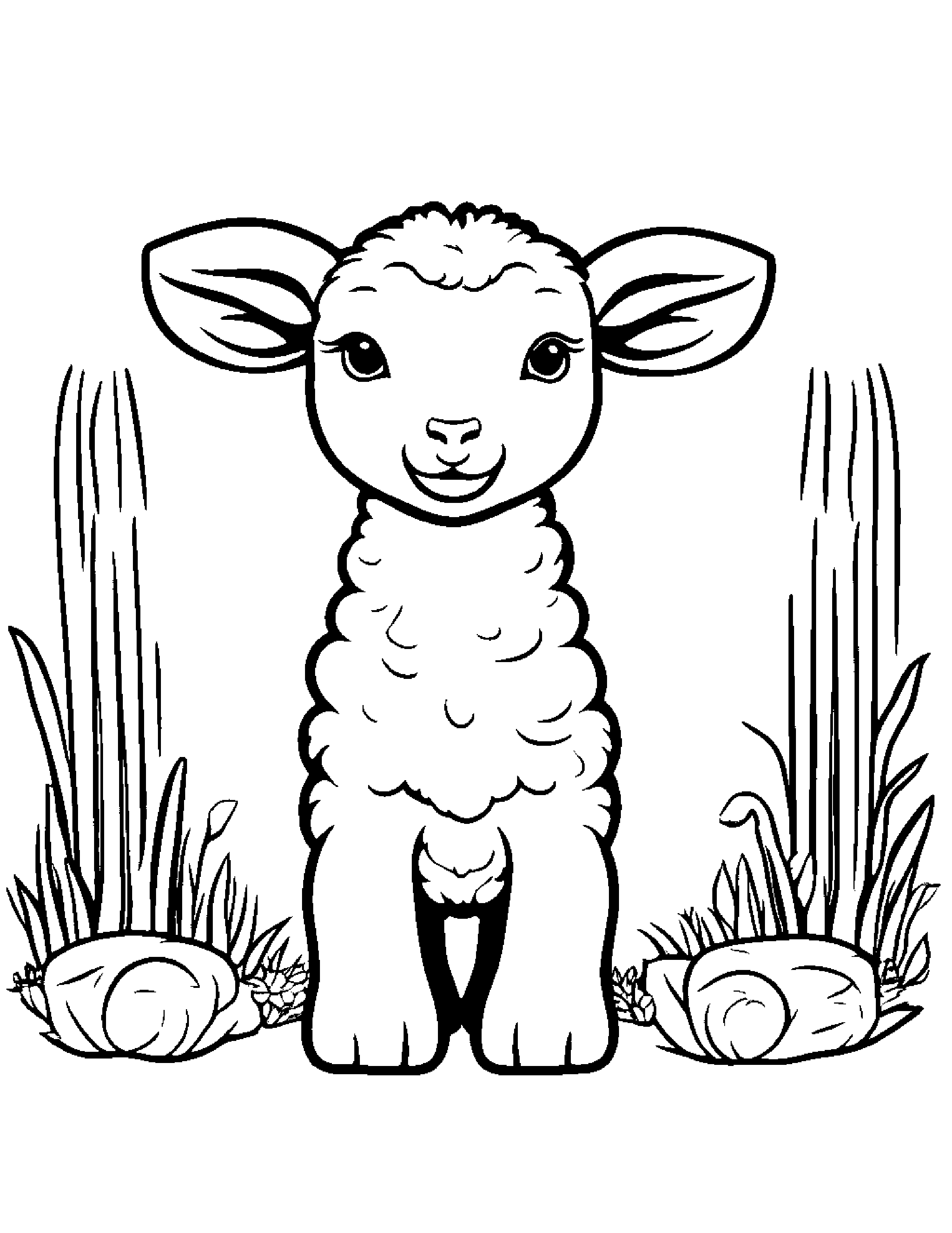 Lamb Playing Peekaboo Coloring Page (Free Printable PDF)