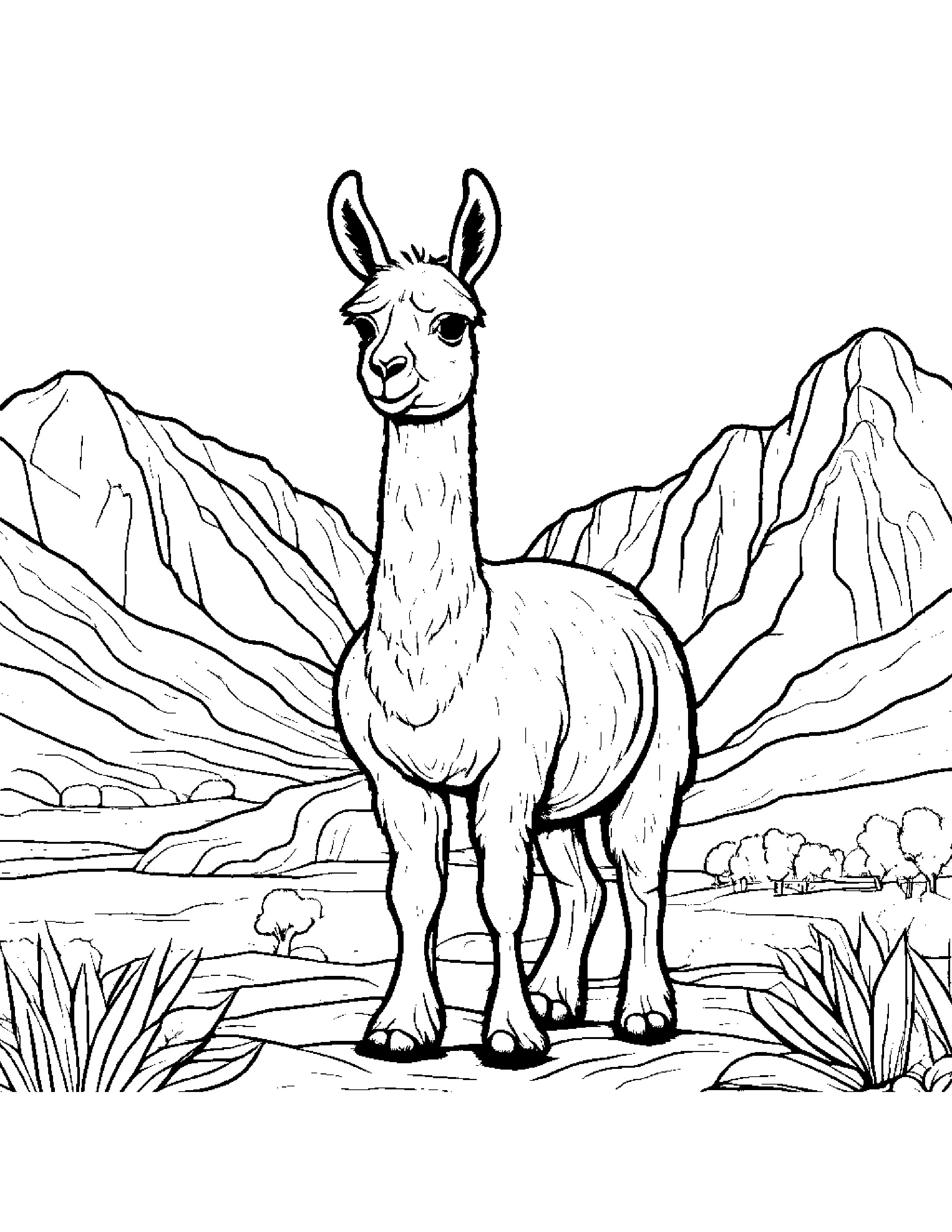 Llama Counting #3 Coloring Page (Free Printable PDF)