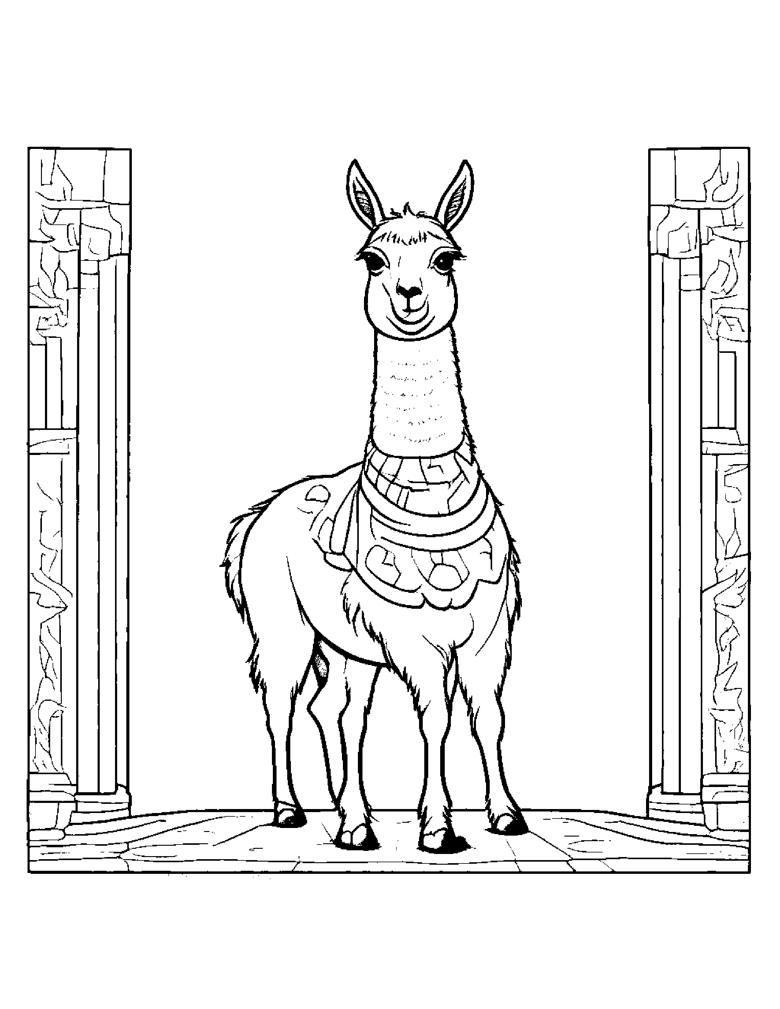 Llama Practicing The Alphabet #2 Coloring Page (Free Printable PDF)
