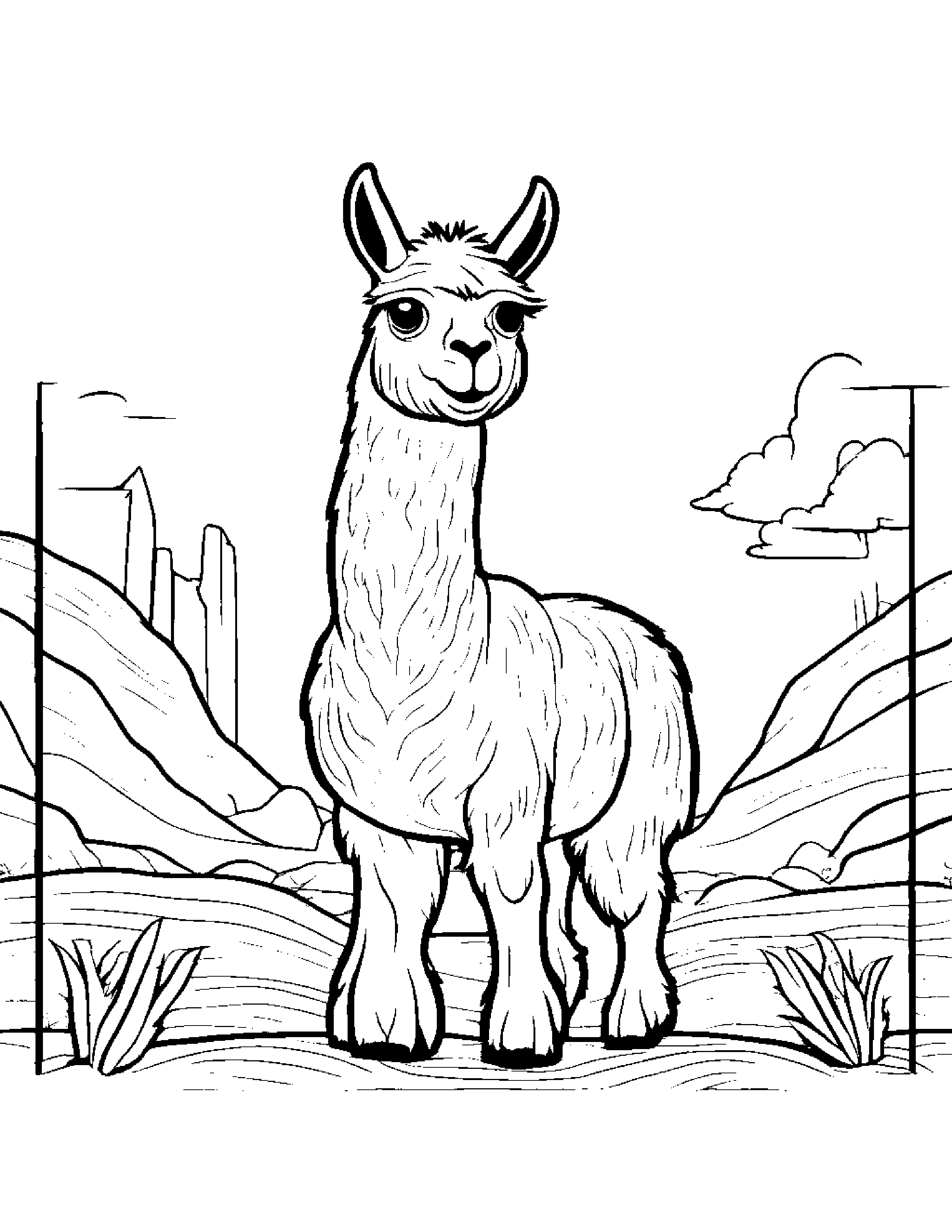 Llama Practicing The Alphabet #3 Coloring Page (Free Printable PDF)
