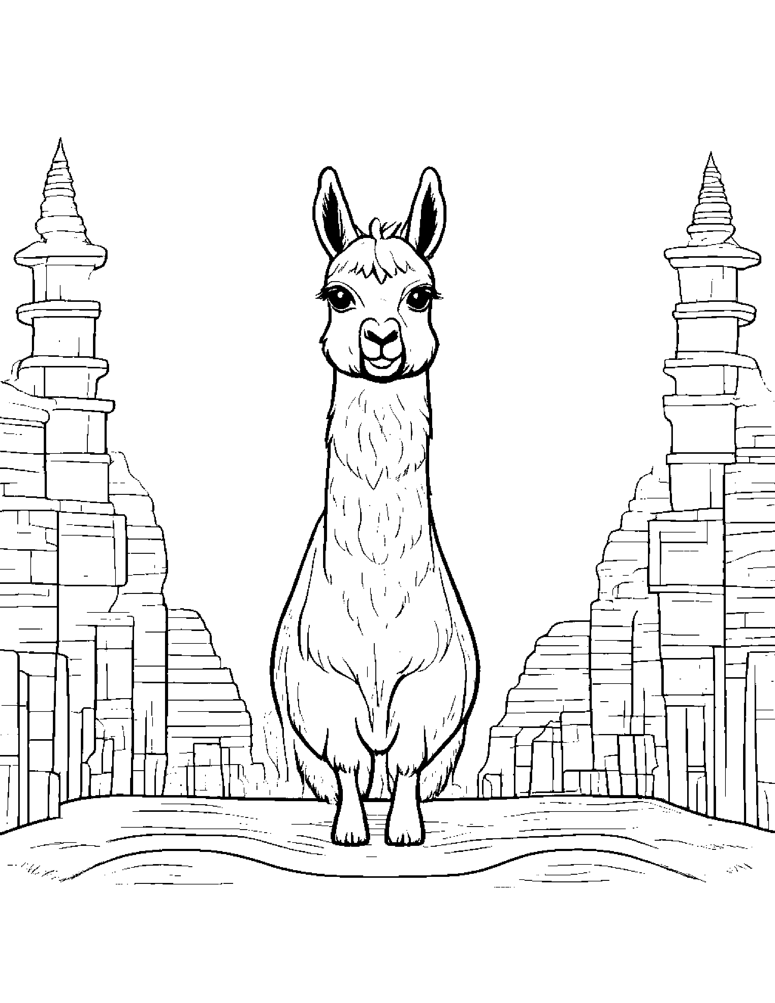 Llama Practicing The Alphabet Coloring Page (Free Printable PDF)