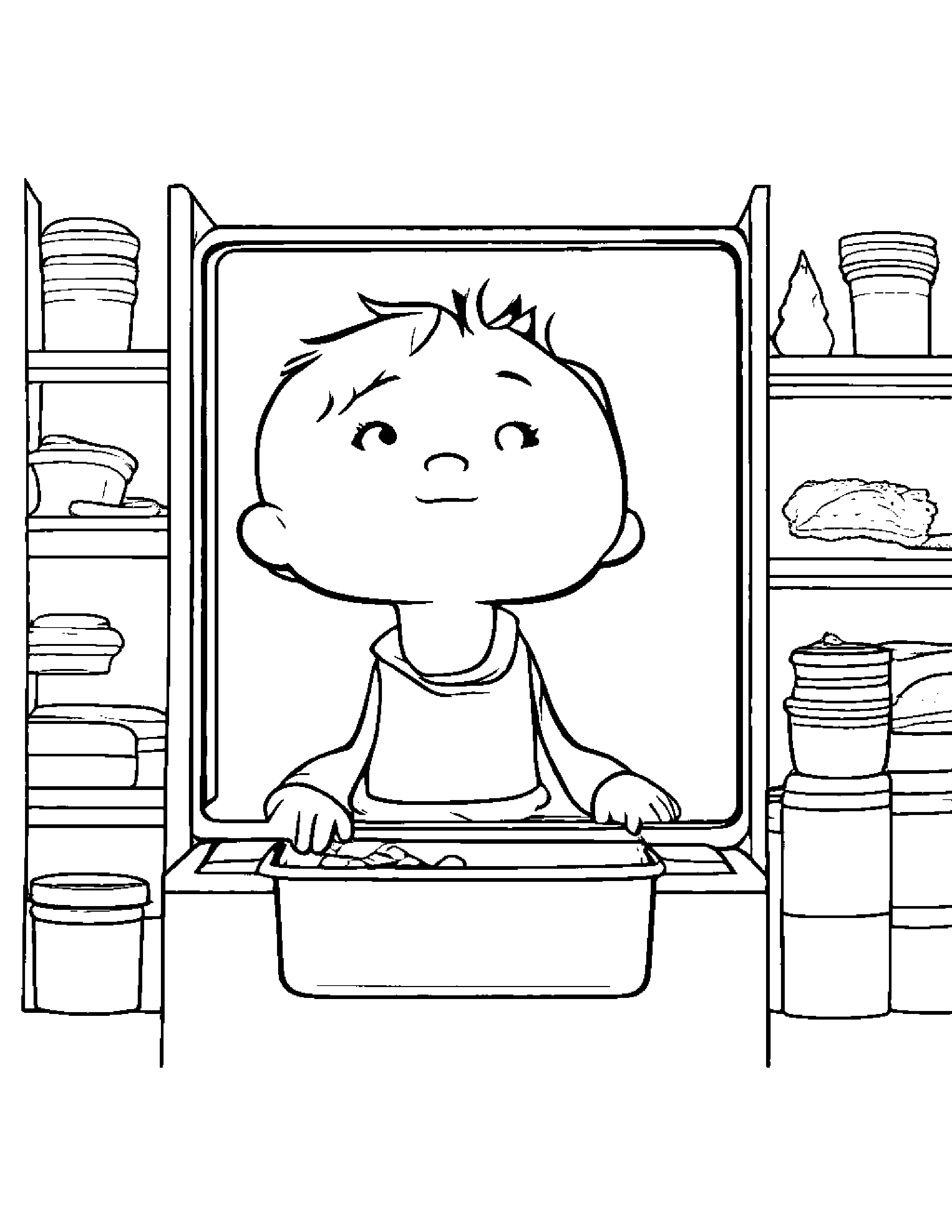 Lunchbox Playing Peekaboo #2 Coloring Page (Free Printable PDF)