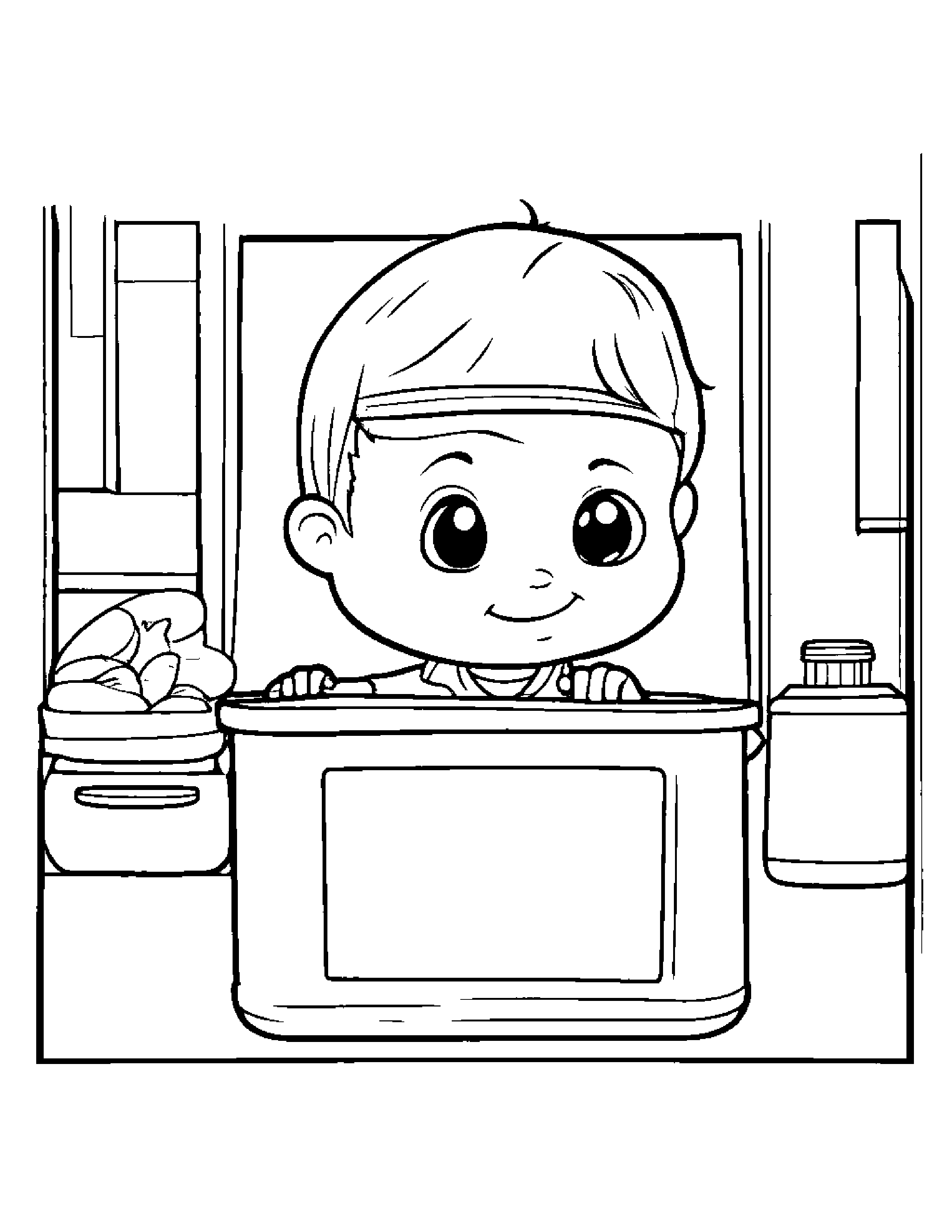 Lunchbox Playing Peekaboo #3 Coloring Page (Free Printable PDF)