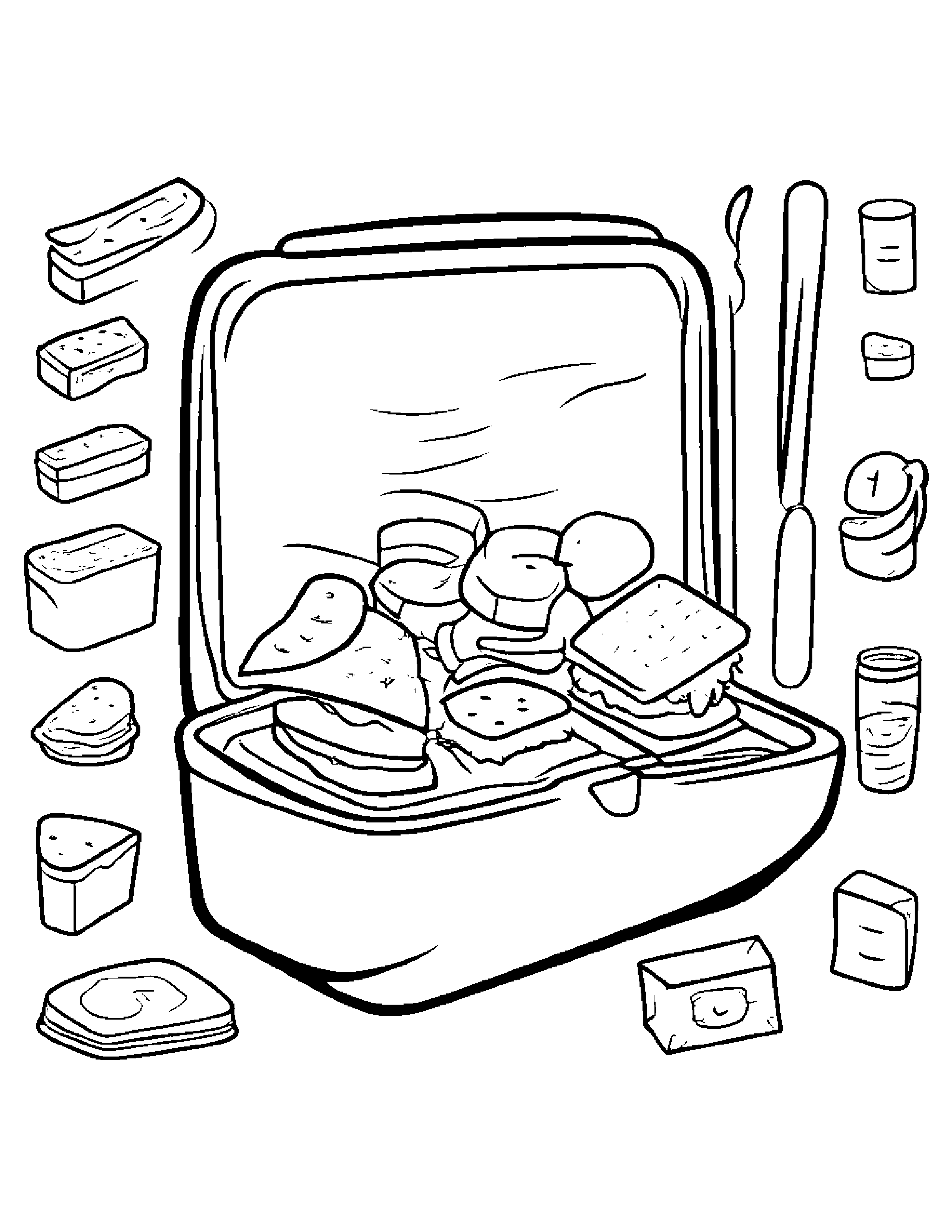 Lunchbox Practicing The Alphabet Coloring Page (Free Printable PDF)