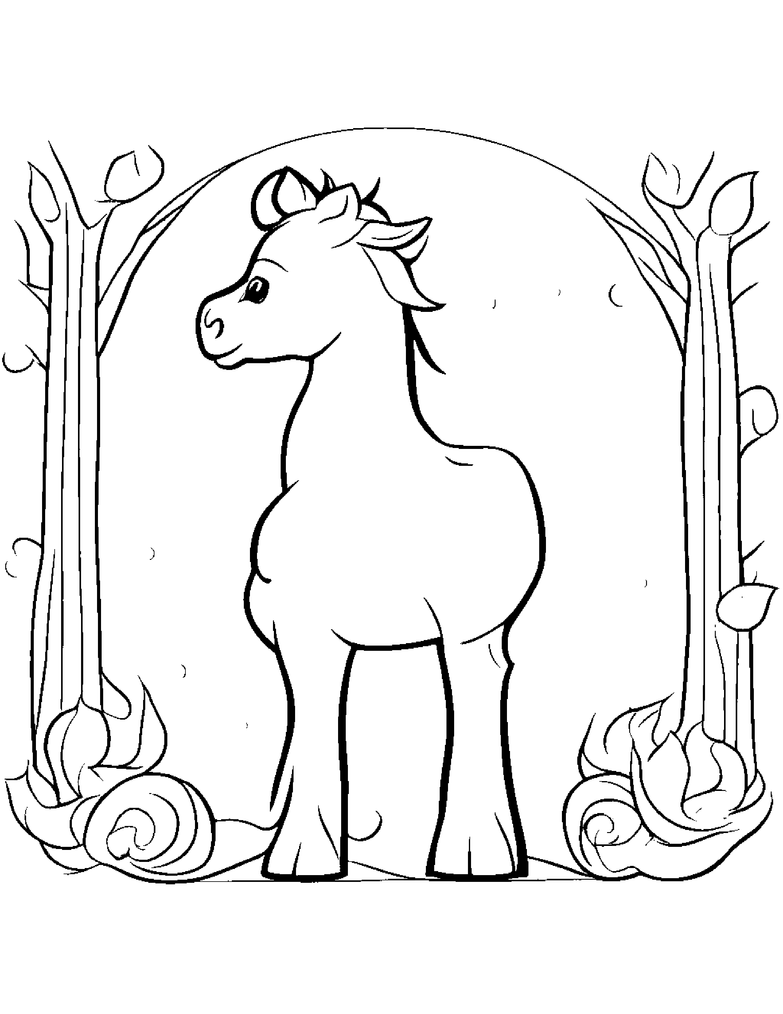 Merry Foal Practicing Shapes #2 Coloring Page (Free Printable PDF)