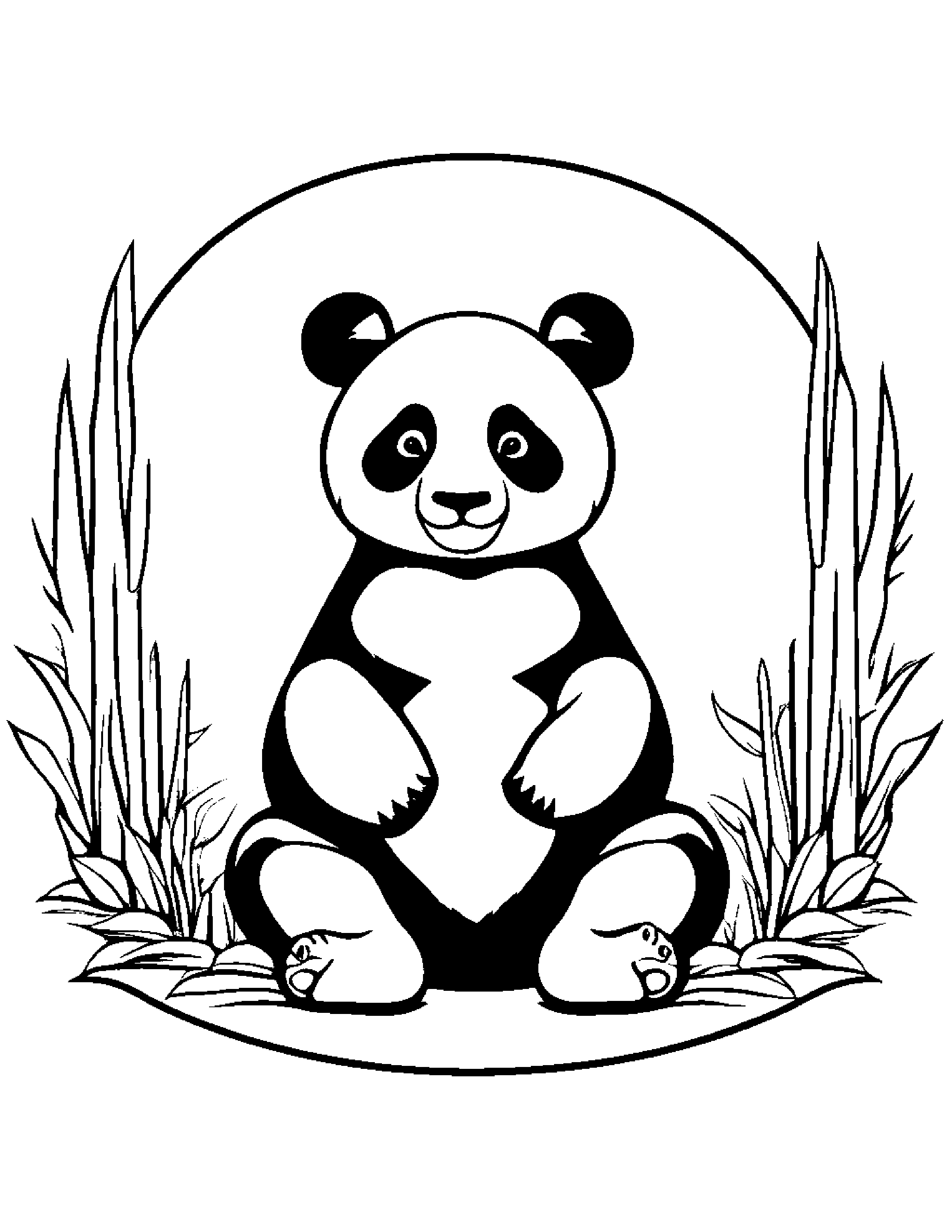 Panda With A Sunny Sticker #2 Coloring Page (Free Printable PDF)