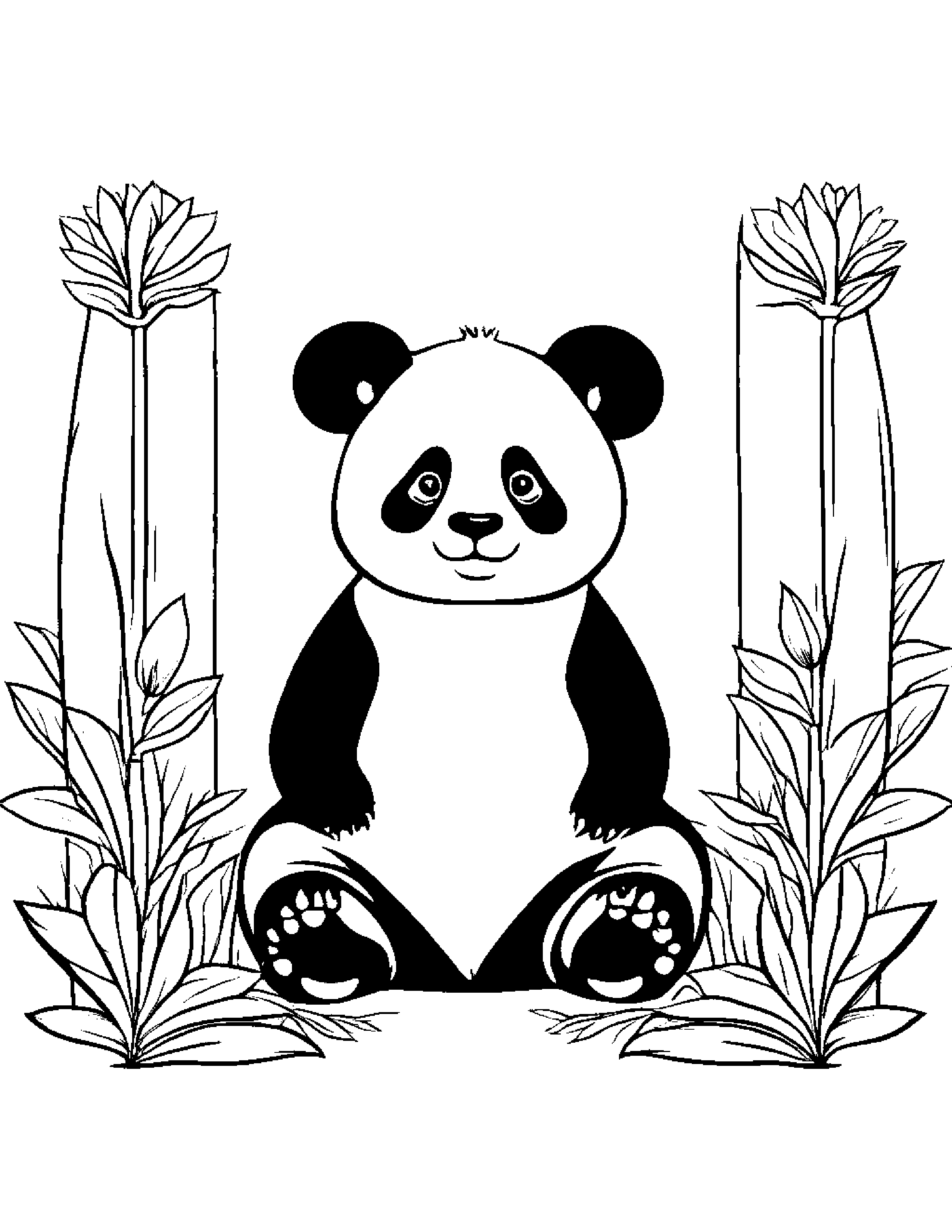 Panda With A Sunny Sticker #3 Coloring Page (Free Printable PDF)