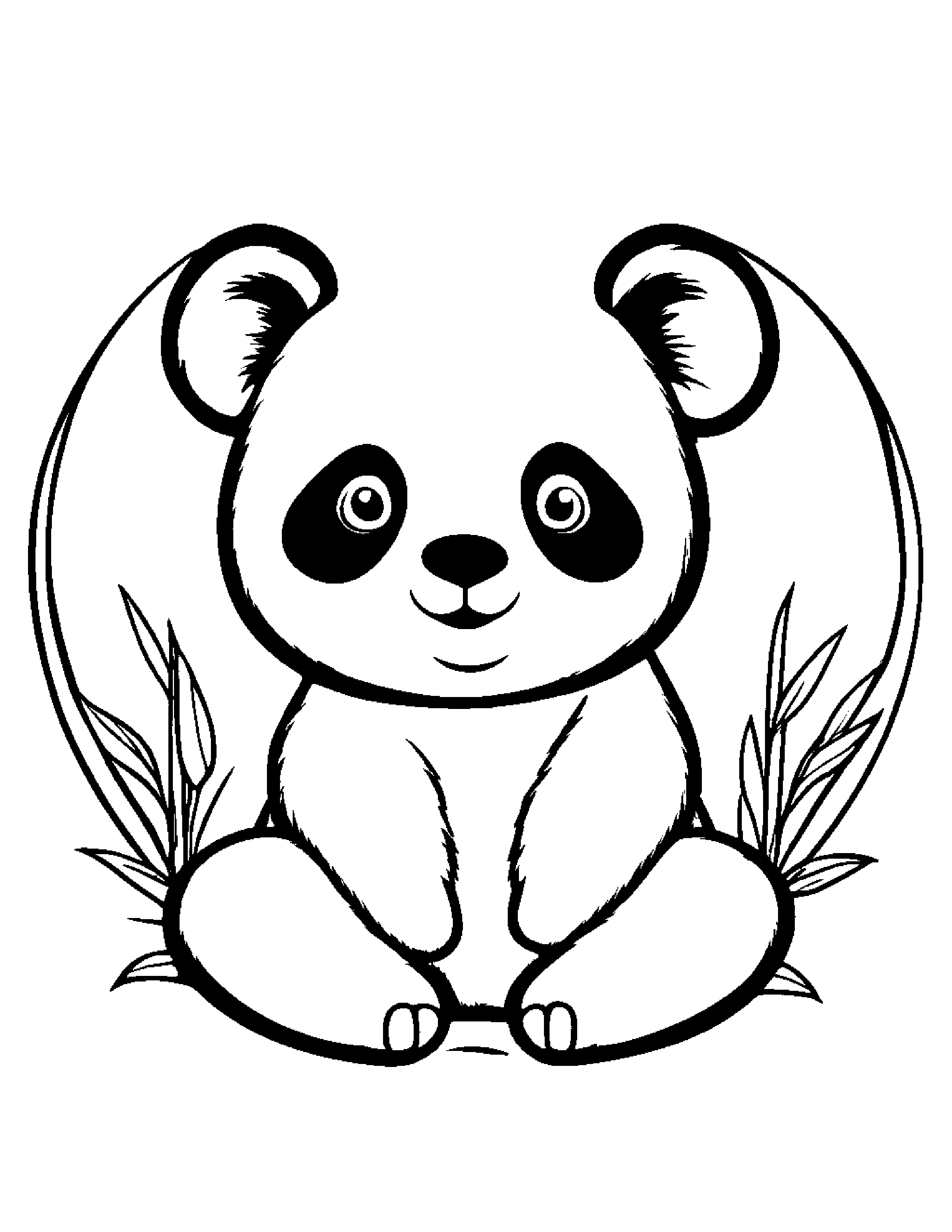 Panda With A Sunny Sticker #4 Coloring Page (Free Printable PDF)