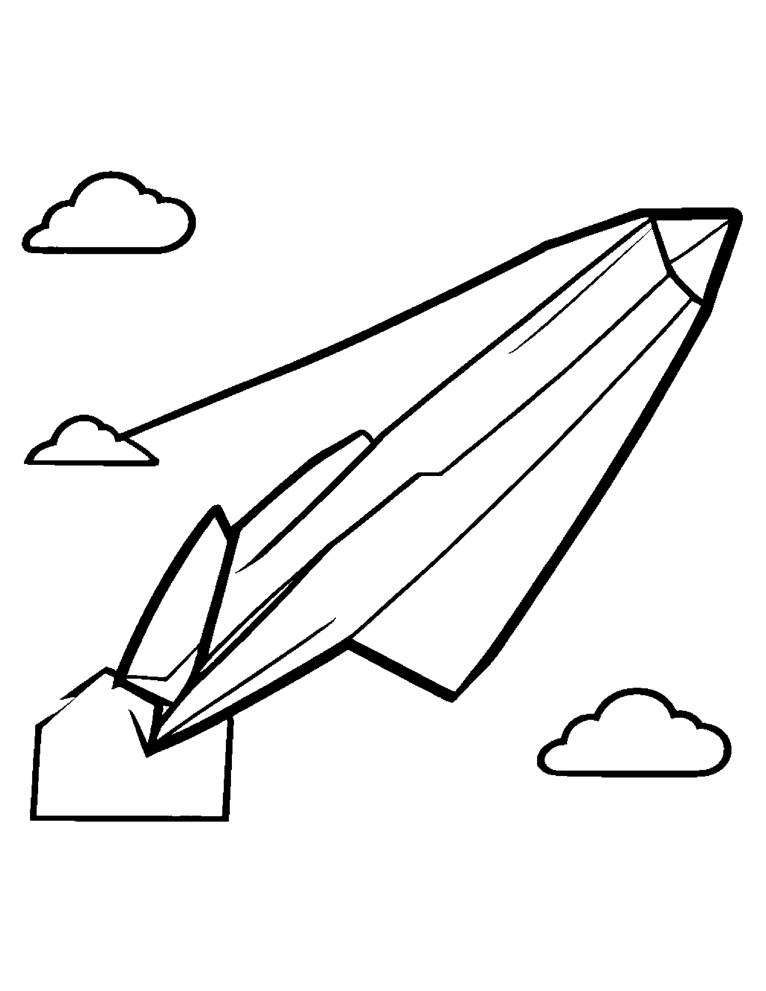 Paper Airplane Practicing Shapes #2 Coloring Page (Free Printable PDF)