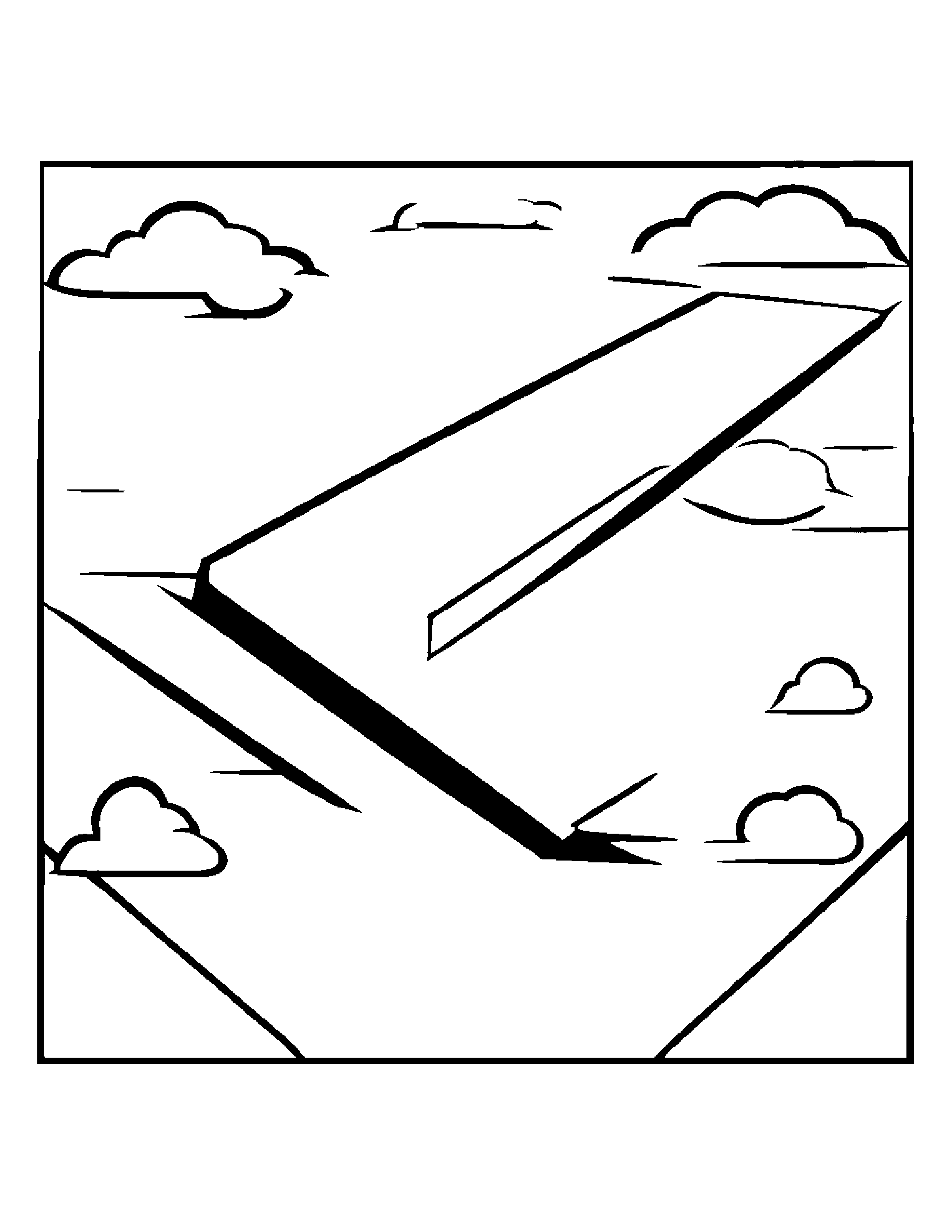 Paper Airplane Practicing Shapes #3 Coloring Page (Free Printable PDF)