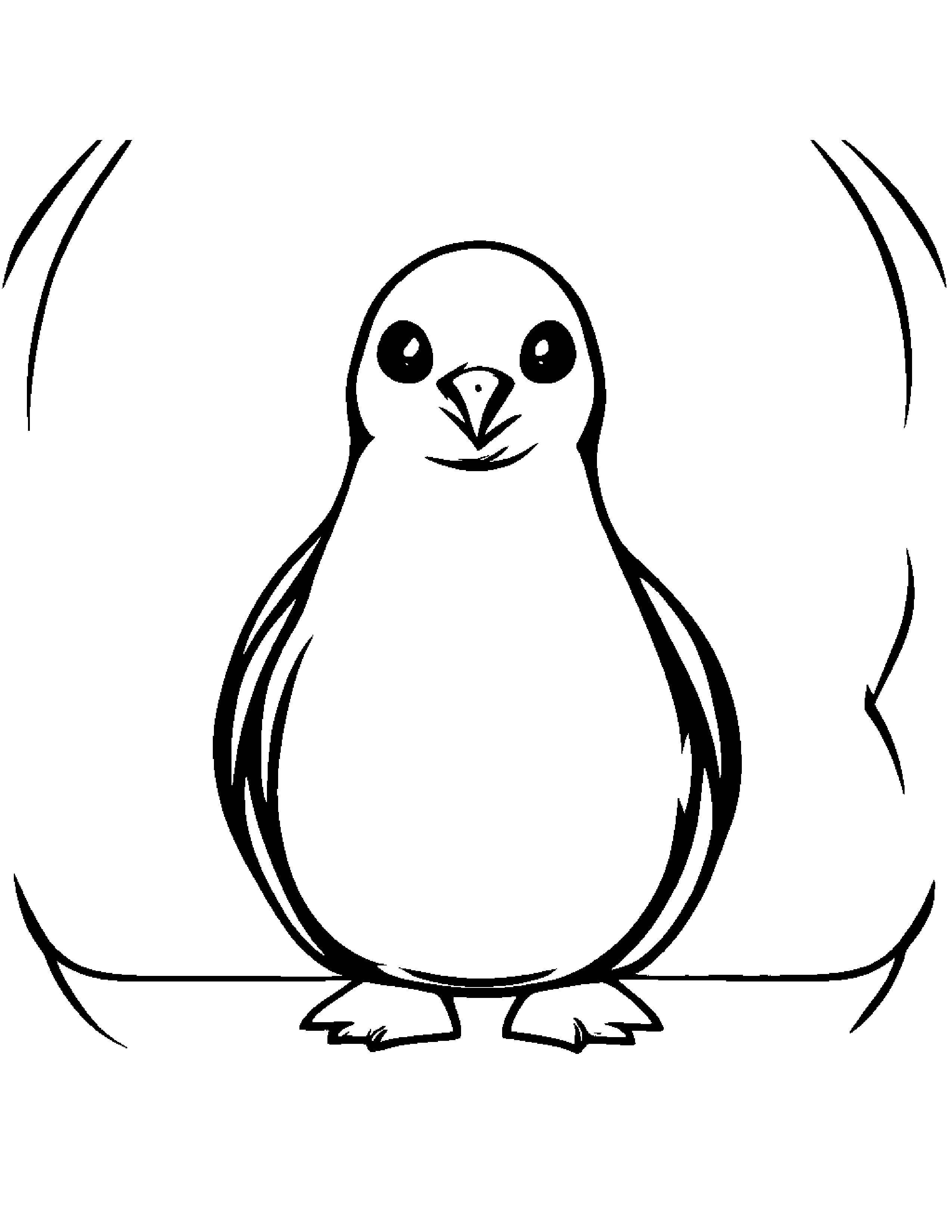 Penguin Chick Practicing Shapes #2 Coloring Page (Free Printable PDF)