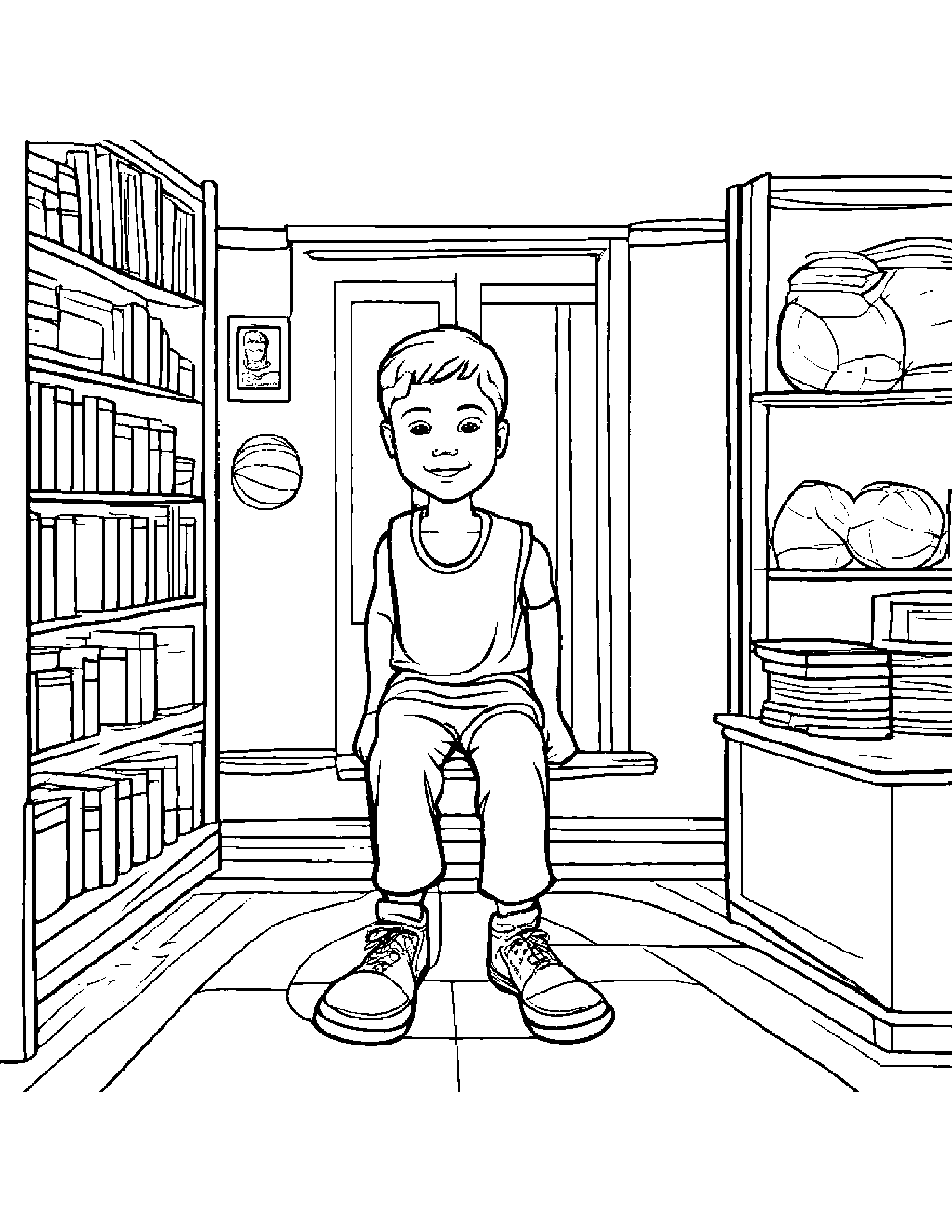 Polite Basketball By A Reading Nook #2 Coloring Page (Free Printable PDF)