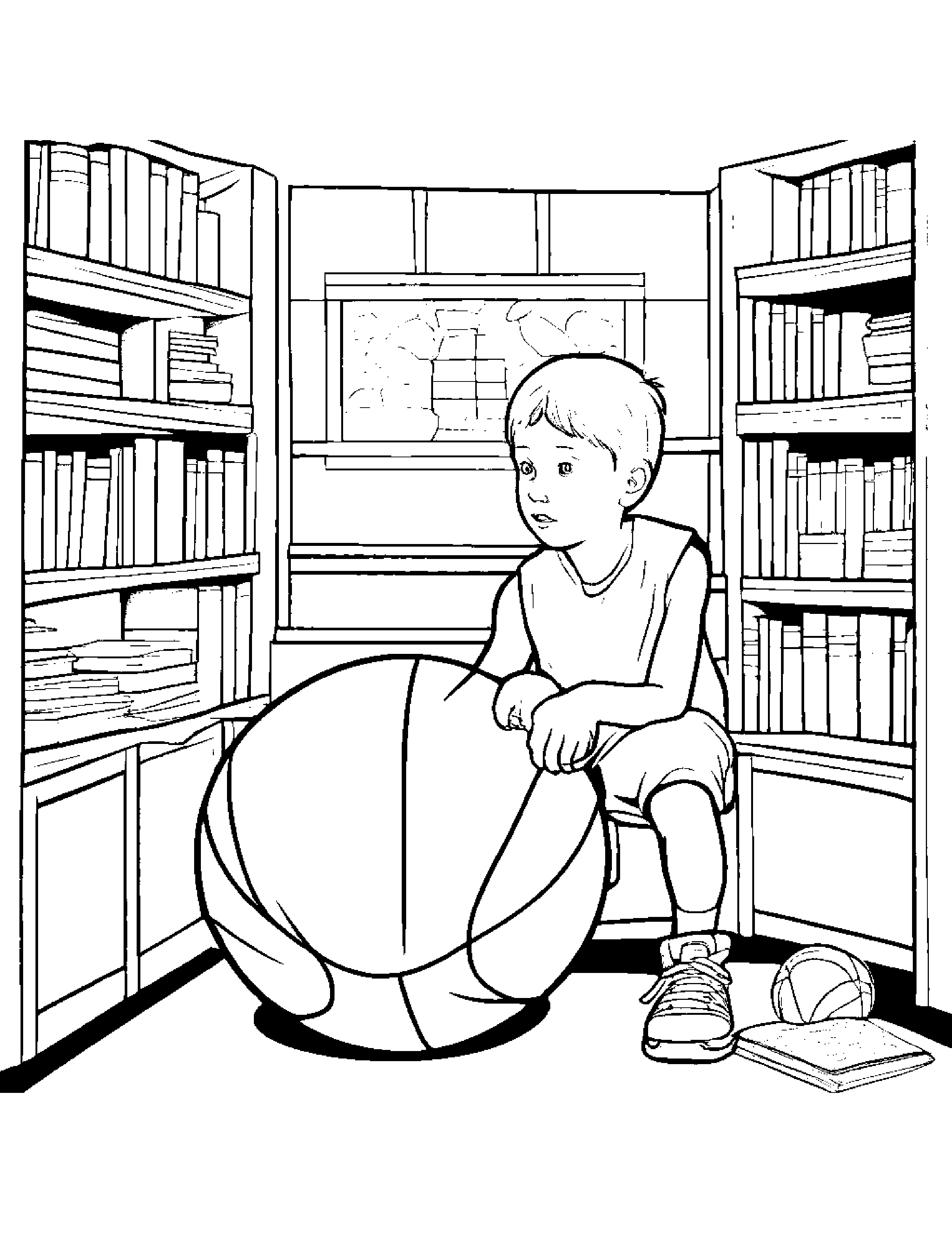 Polite Basketball By A Reading Nook #3 Coloring Page (Free Printable PDF)